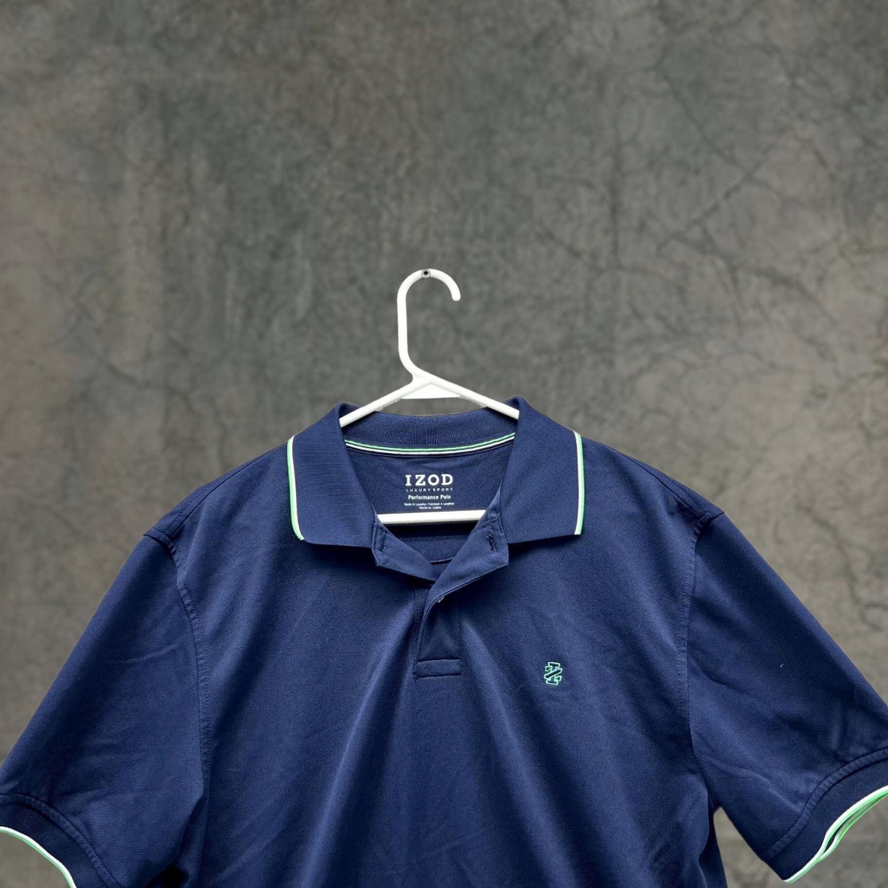 Izod IZOD Polo Shirt Men Medium Adult Blue Navy Performance Luxury Sport Polyester Shirt Short Sleeve Chest 40 Regular Fit Size US M / EU 48-50 / 2 - 1 Thumbnail