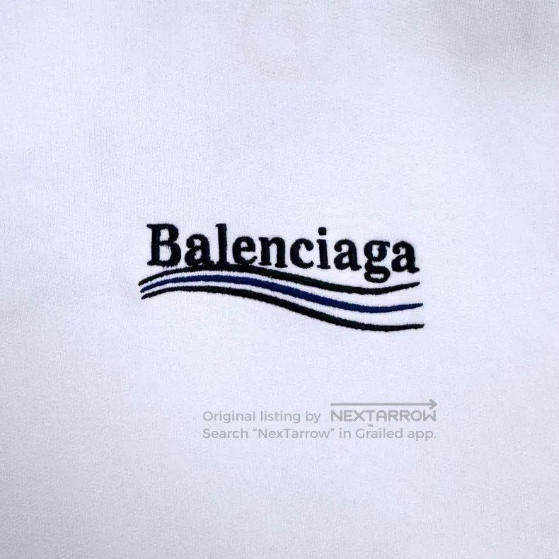 Balenciaga Balenciaga White Embroidered Wave Coke Letter Logo Sweatsh Size US M / EU 48-50 / 2 - 5 Thumbnail