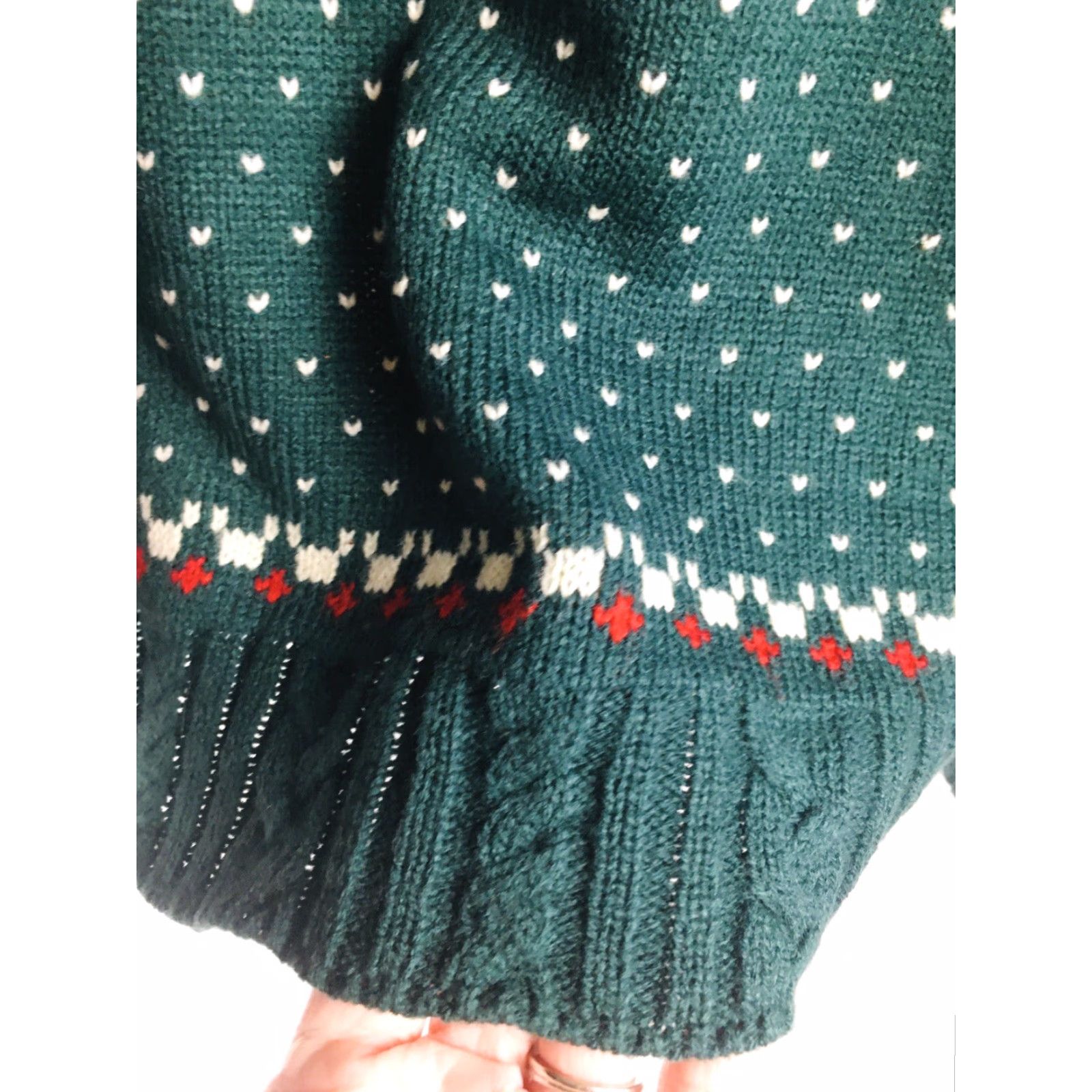 Vintage Merry Christmas V28 Green Sweater Shirt Womens L Pullover Reindeer Snowflake Crew Neck Christmas Winter Pattern Acrylic Dress up Size L / US 10 / IT 46 - 4 Thumbnail