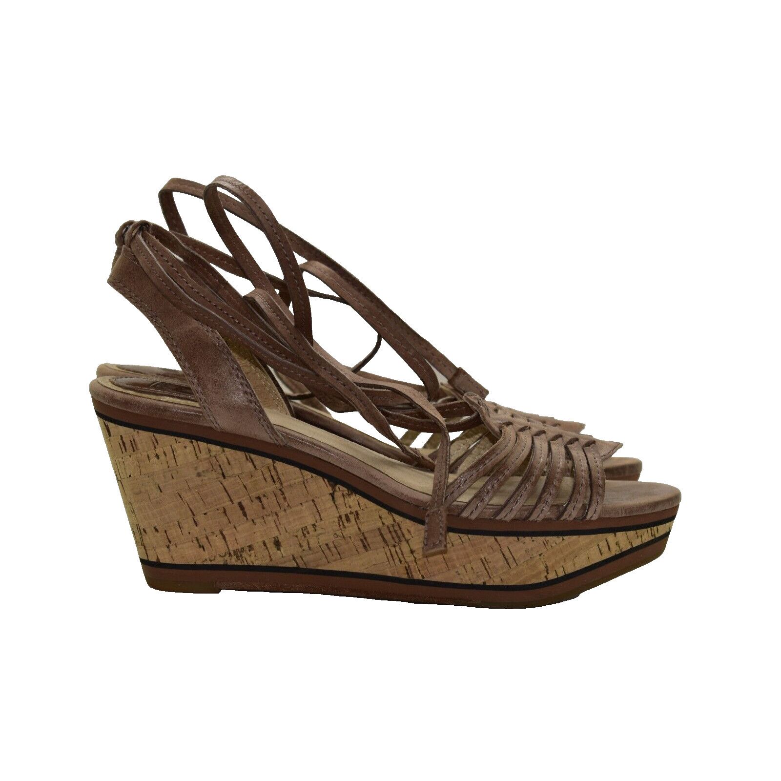 Frye FRYE Carlie Brown Leather Strappy Wedge Platform Shoes Sz 8M Size US 8 / IT 38 - 2 Thumbnail
