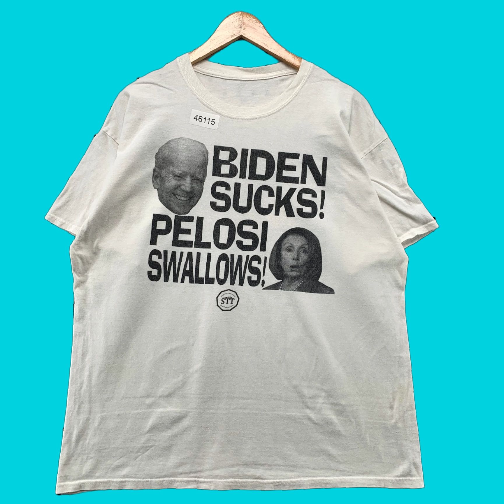 Vintage Street Talk Tees Funny Trump Biden Shirt Mens XL White Biden Sucks Pelosi Hilarious Politician T-Shirt White XL Mens Size US XL / EU 56 / 4 - 1 Thumbnail