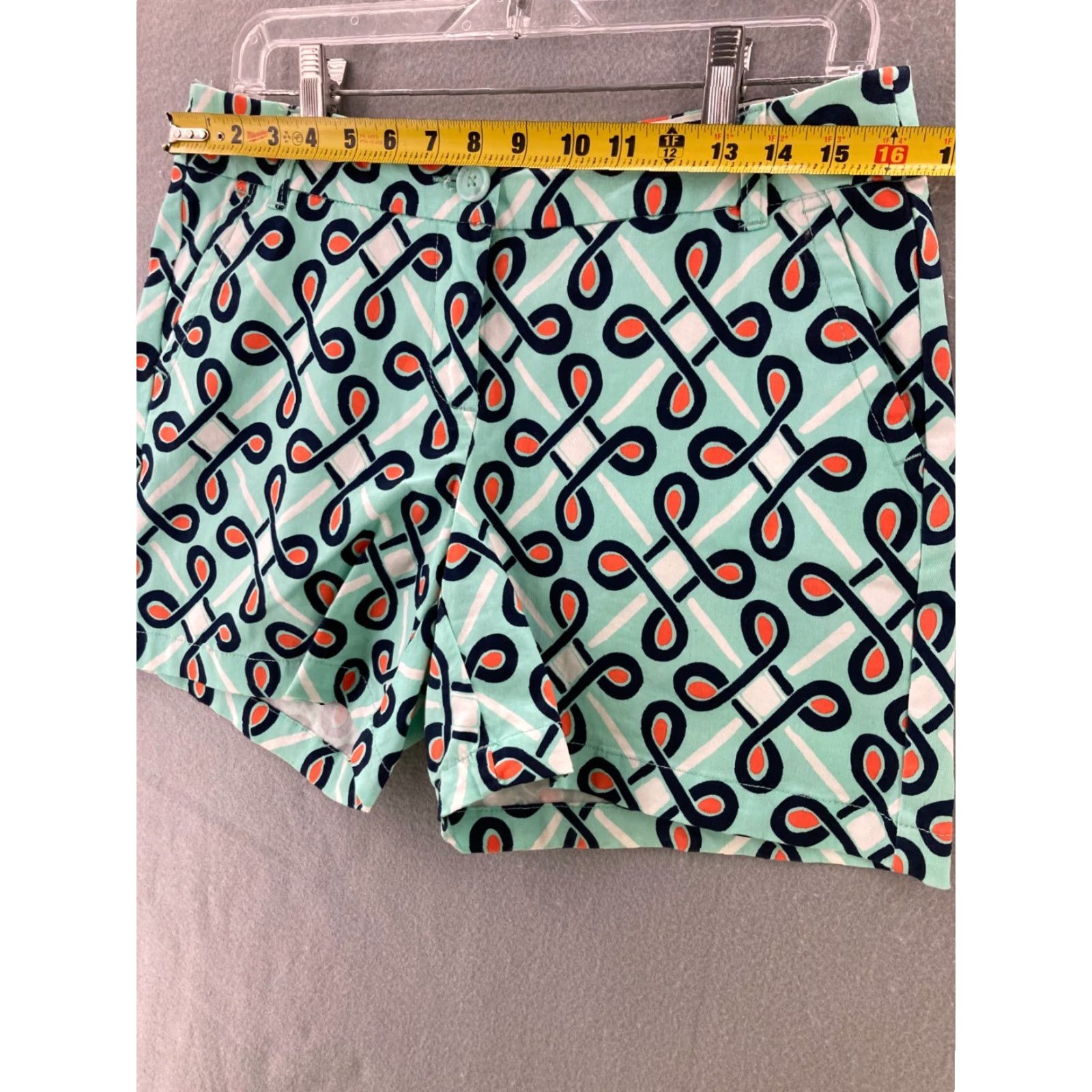 Vintage Crown And Ivy Shorts Womens 6 Blue Geometric AOP Shirt? Size 28" / US 6 / IT 42 - 2 Thumbnail