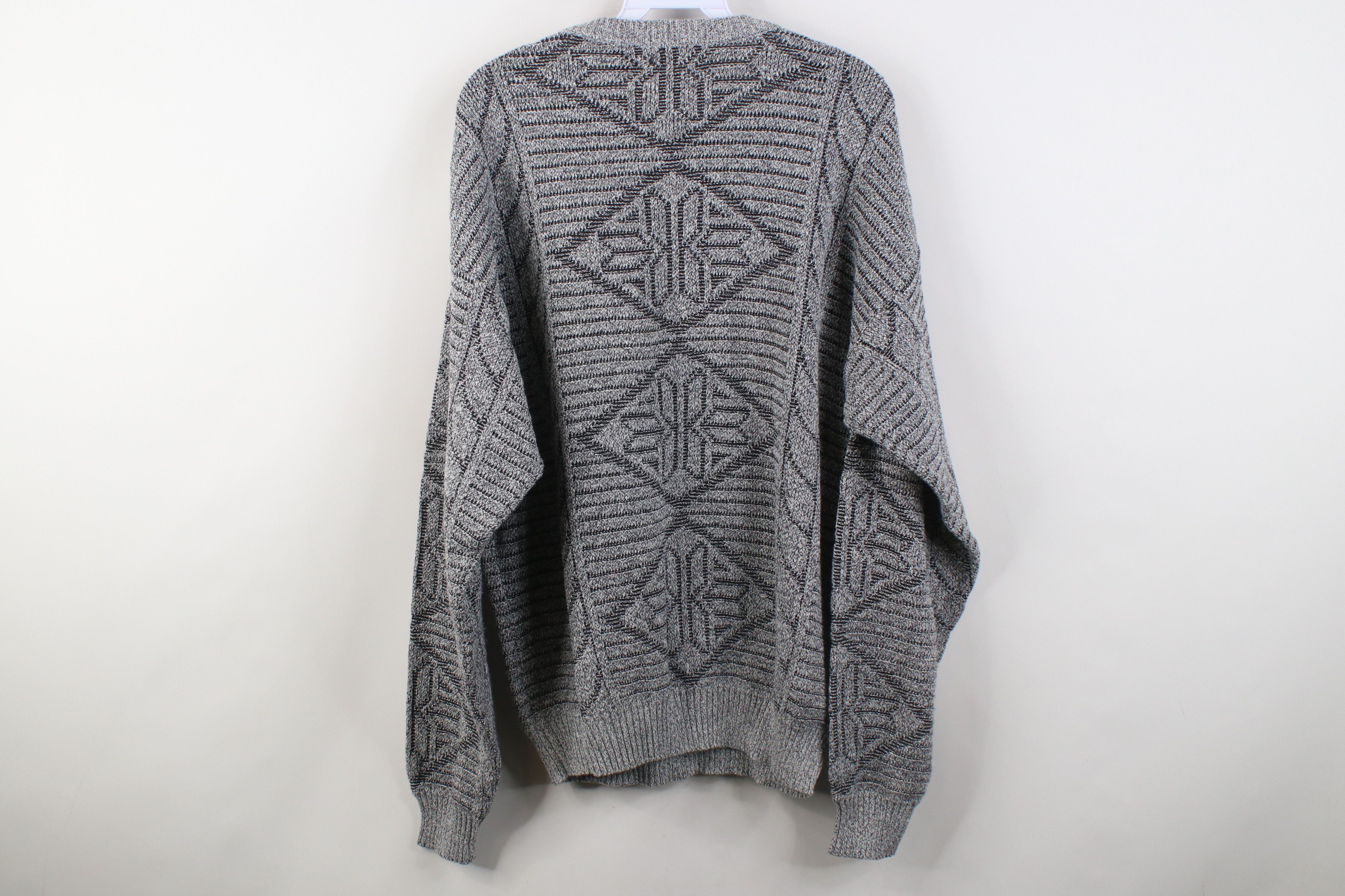 Vintage Vintage 90s Streetwear Fair Isle Ribbed Knit Sweater Gray Size US L / EU 52-54 / 3 - 7 Thumbnail
