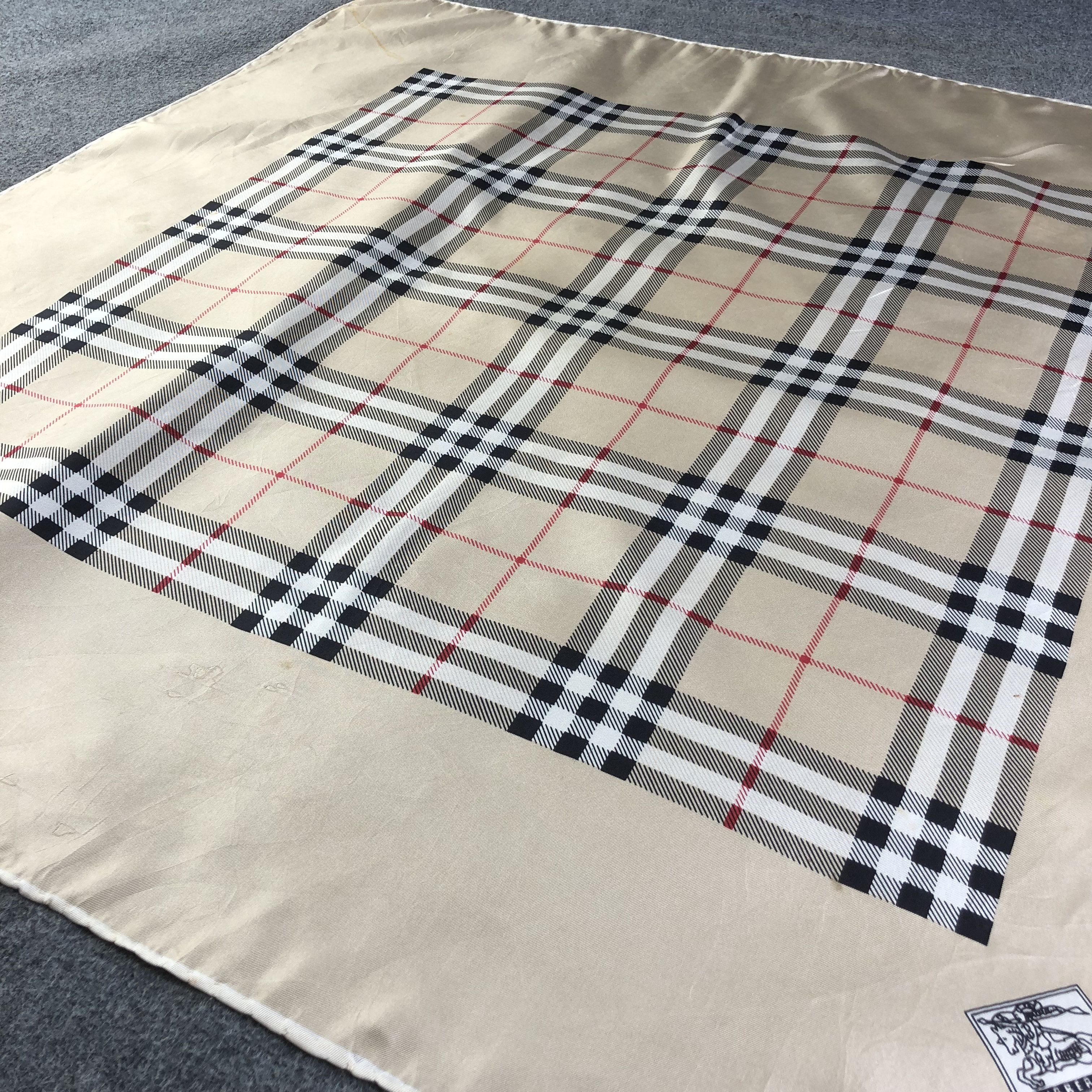 Burberry Burberrys Luxury Hand Rolled Nova Check Silk Scarf M945 Size ONE SIZE - 3 Thumbnail