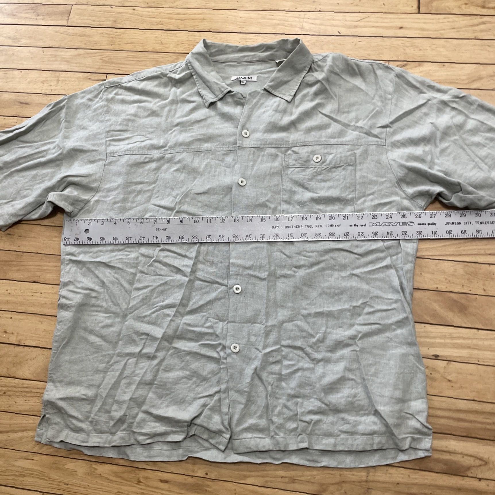 Vintage VINTAGE Inserch Maxini Linen Shirt Men 3XL Button-Up Short Sleeve Collared Relaxed Green Linen Men Casual Summer Spring 3XL Mens Size US XXL / EU 58 / 5 - 5 Thumbnail