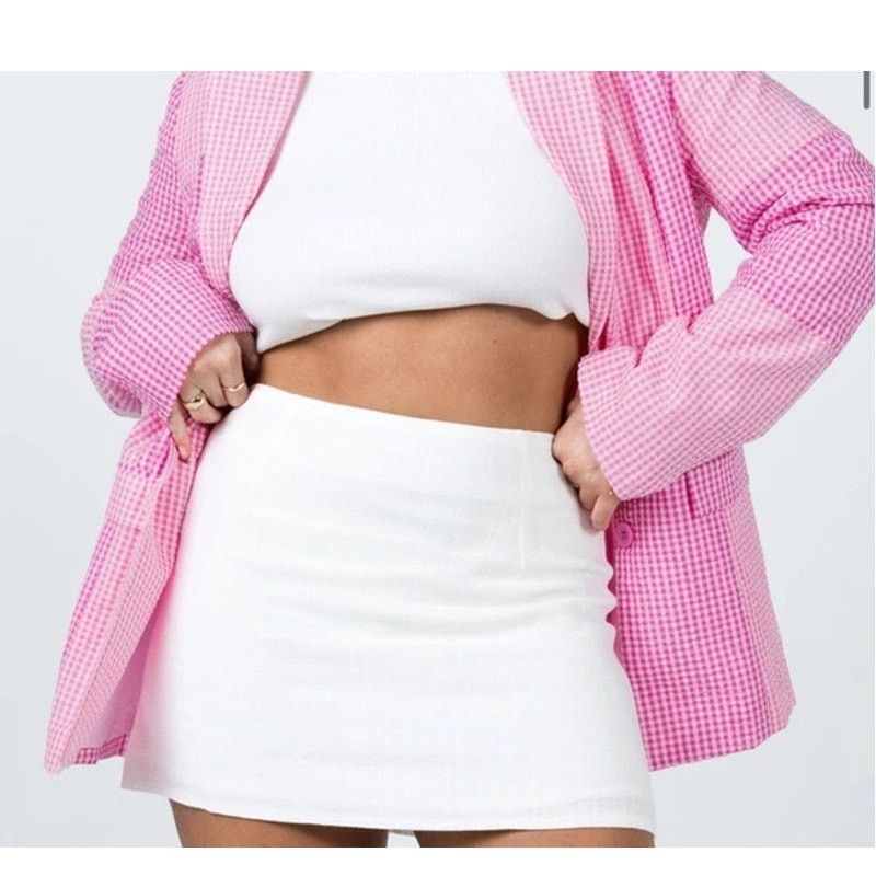 PRINCESS POLLY Princess Polly pink gingham patchwork blazer jacket size 2 Size XS / US 0-2 / IT 36-38 - 5 Thumbnail