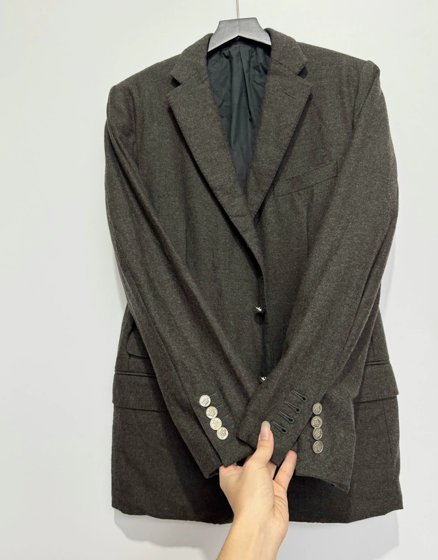 Alfred Dunhill Dunhill Dark Green Flannel Wool Blazer 52 Size 52S - 3 Thumbnail
