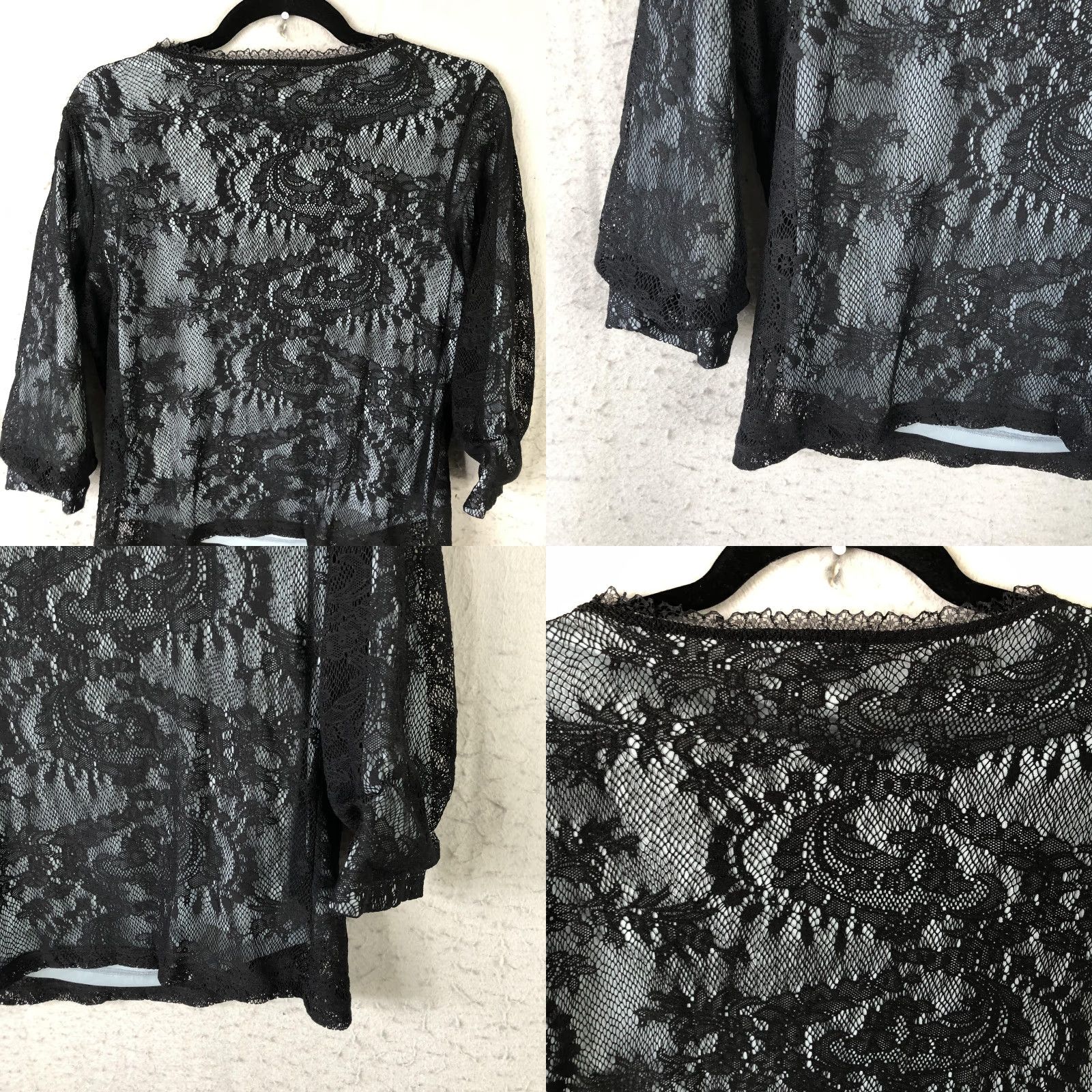 Vintage City Girl Blouse Womens M Black Lace Paisley Dark Coquette Fairy Grunge Feminine Size M / US 6-8 / IT 42-44 - 9 Thumbnail