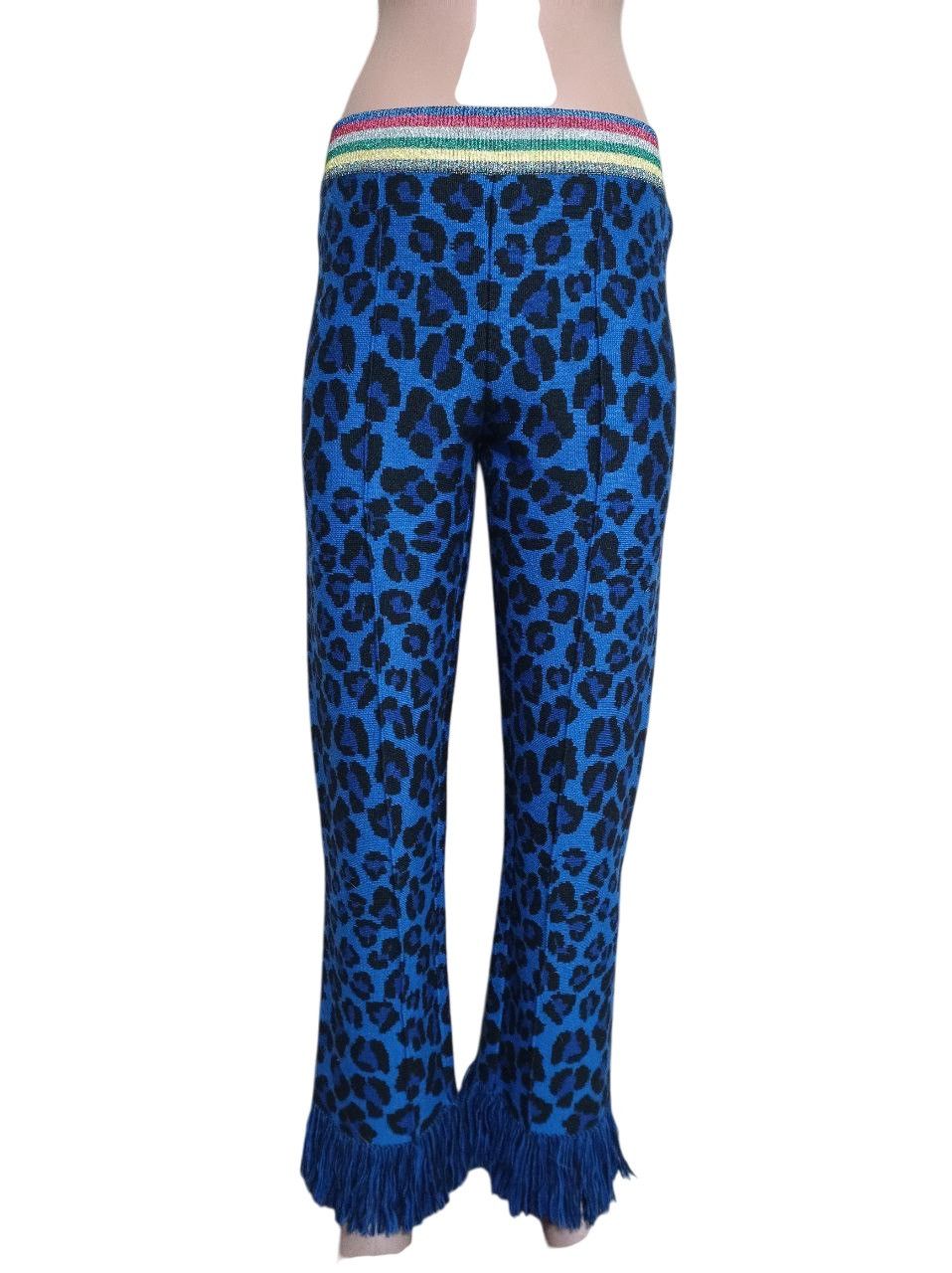Alanui ALANUI Virgin Wool Blue Leopard Print Pants Sz XS Size 25" / US 0 / IT 36 - 2 Thumbnail