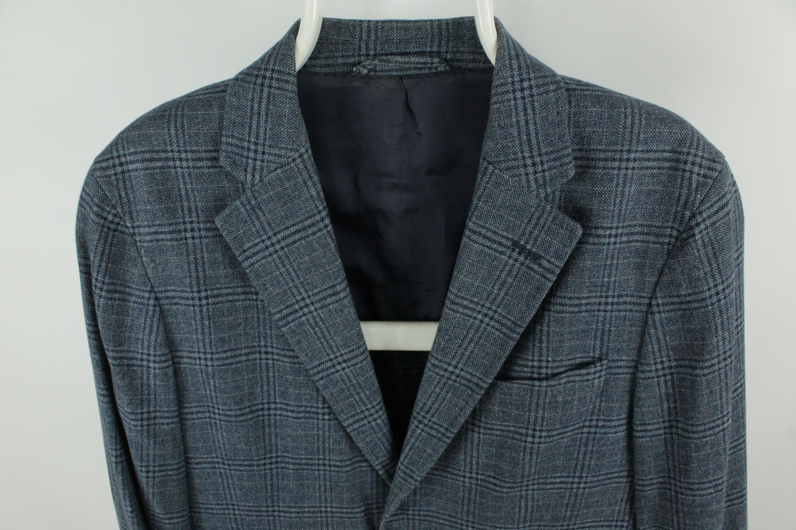 Hackett Hackett London Brushed Blue Cheked Cotton Blazer Jacket Size US M / EU 48-50 / 2 - 2 Thumbnail