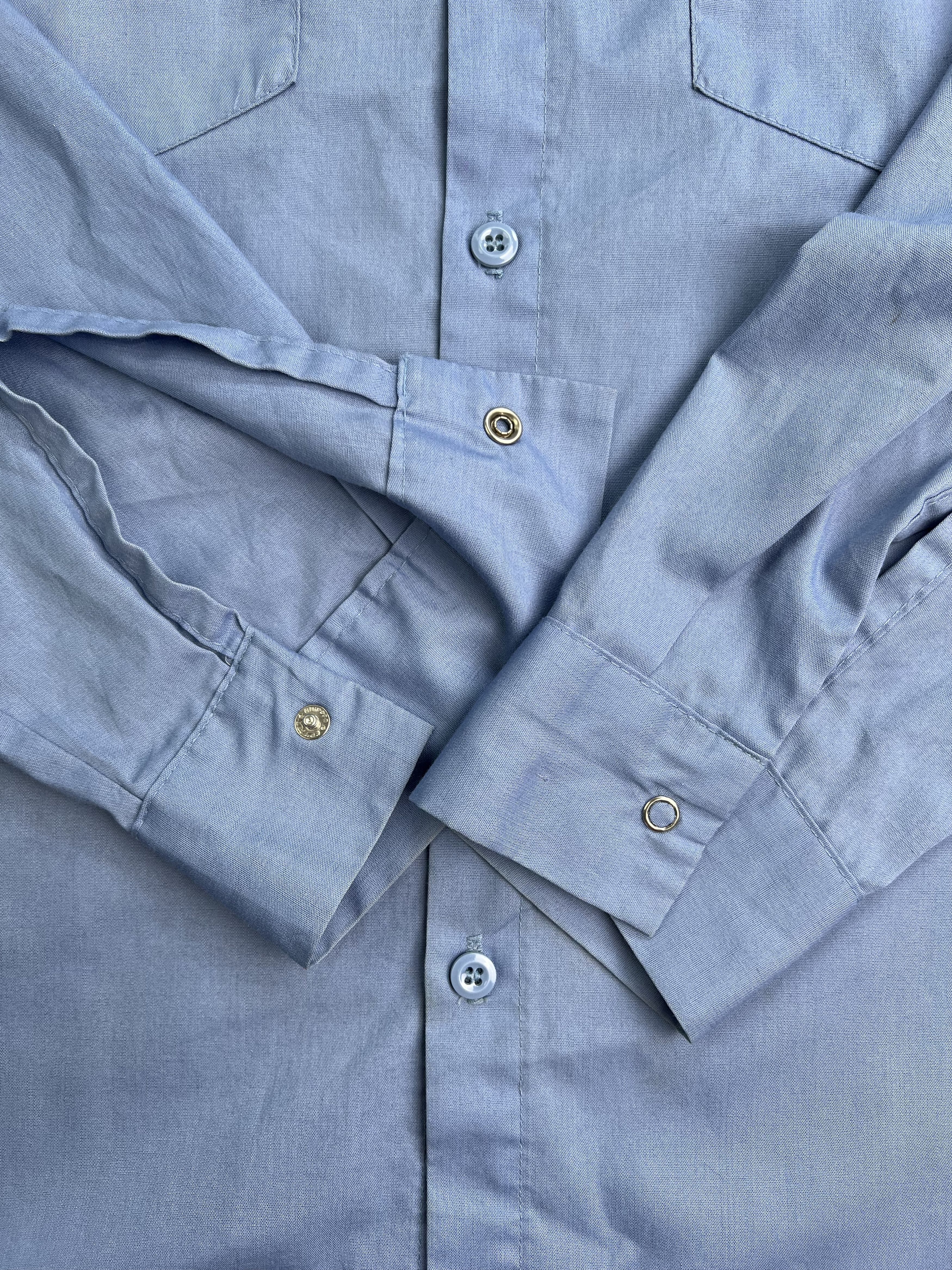 Vintage Vintage Work Shirt Light Blue Long Sleeves Made In Usa M Size US XL / EU 56 / 4 - 4 Thumbnail