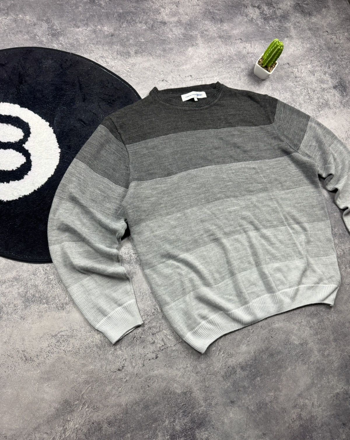 Comme des Garcons SHIRT Comme des Garçons SHIRT Gradient Striped Sweater Grey Sz L Size US L / EU 52-54 / 3 - 2 Thumbnail
