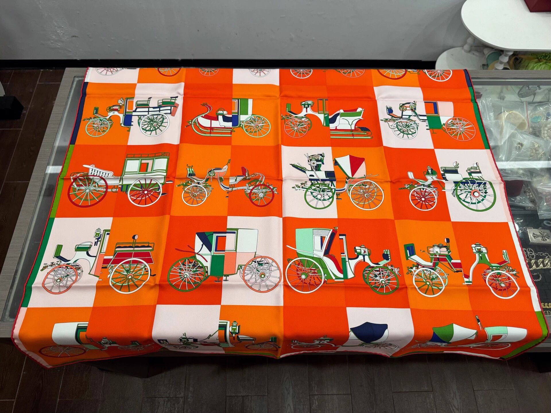 Hermes Hermes Carrousel Orange Silk Scarf New Authentic Size ONE SIZE - 4 Thumbnail