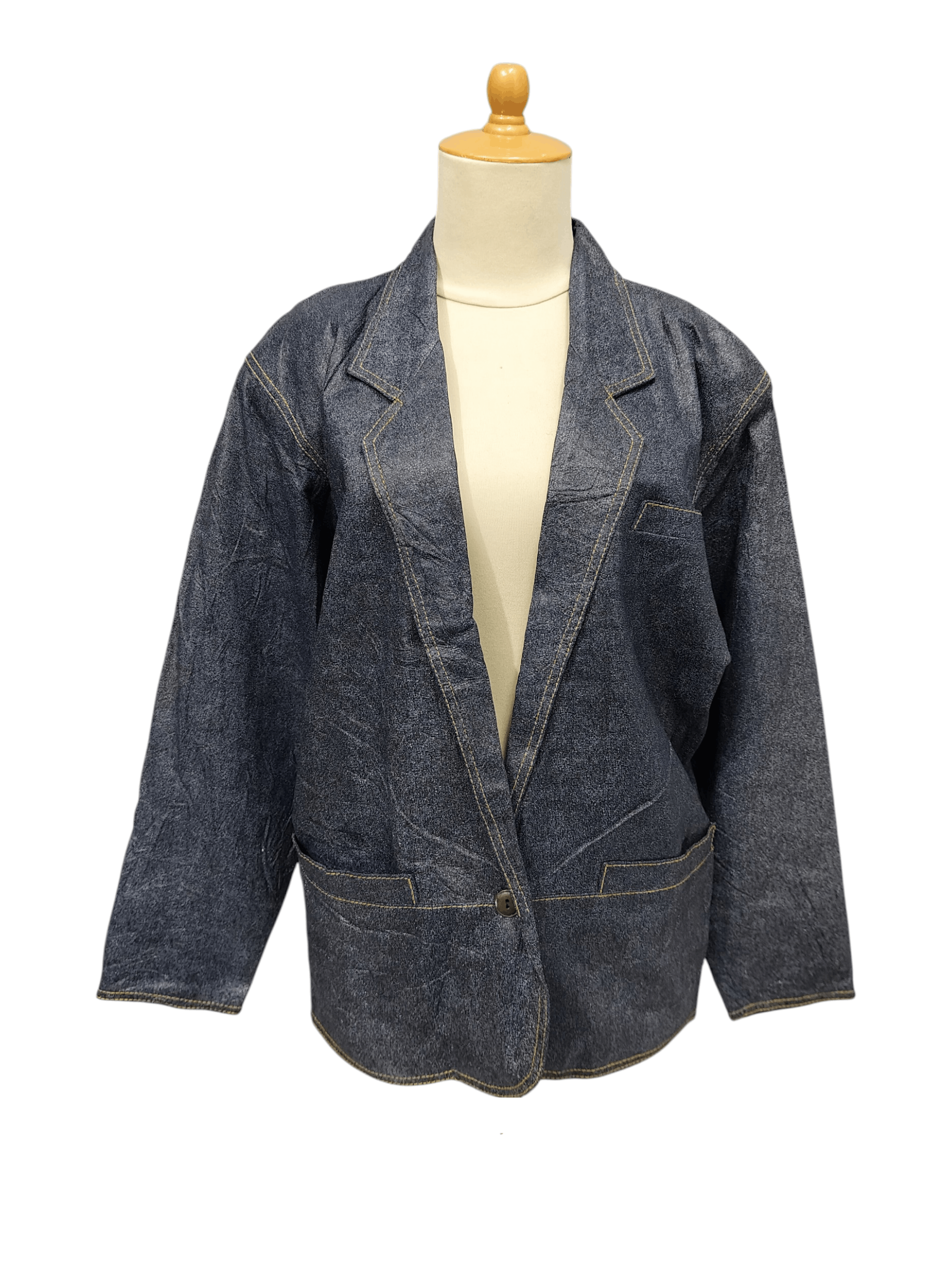 Marella 80s Marella 🇮🇹 Soft Leather Construction Denim Look Jacket Size L / US 10 / IT 46 - 10 Thumbnail