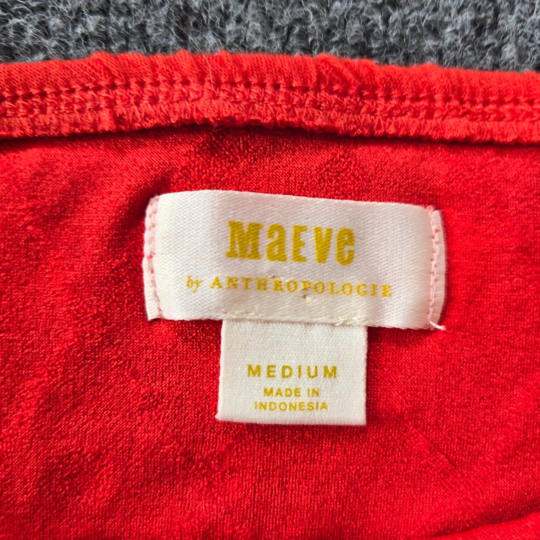 Vintage Maeve Anthropologie Top Women Medium Orange Quilted Crop Square Neck Boho Casual Blouse Shirt Knit Polyester Fall 2024 Womens Size M / US 6-8 / IT 42-44 - 4 Thumbnail