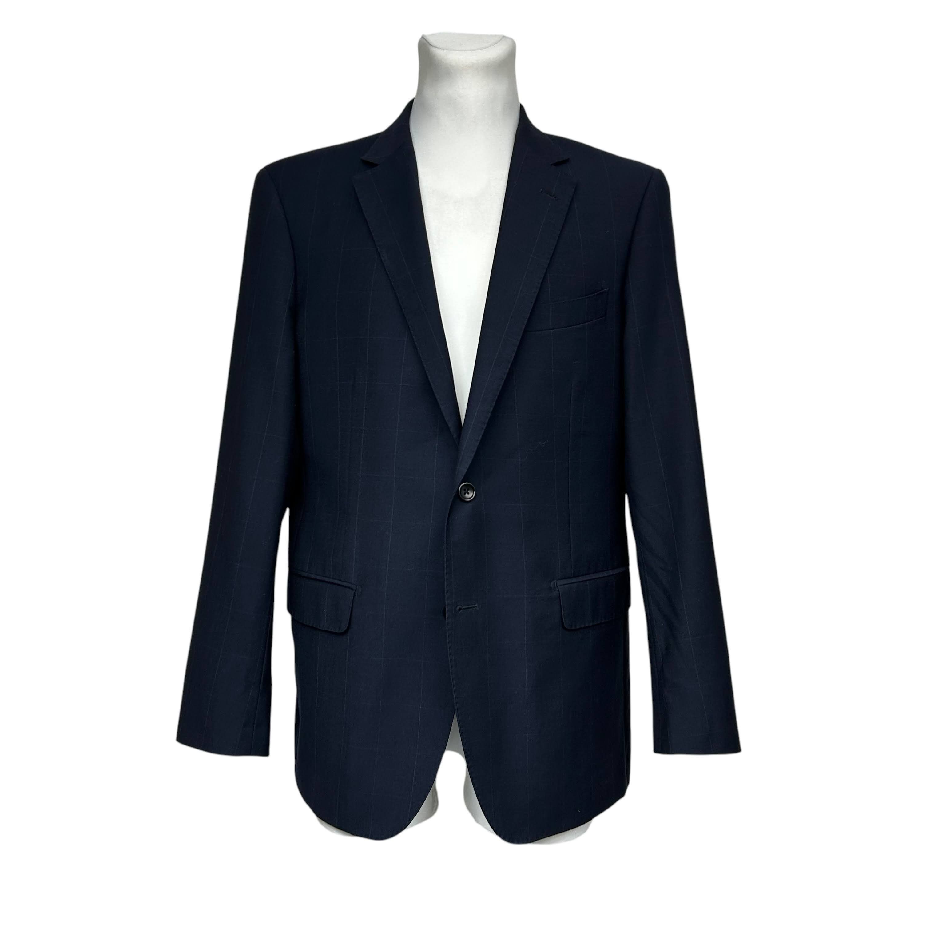 Boggi Boggi Milano Navy Blue Check Blazer Wool 52 Size 42R - 1 Thumbnail