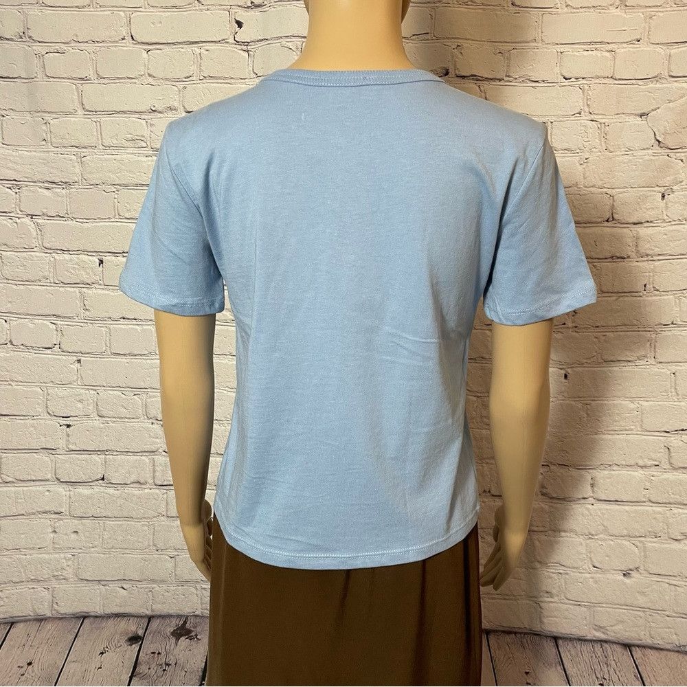 Zara New Zara Henley Blue Cotton short Sleeve Shirt Size M Size M / US 6-8 / IT 42-44 - 5 Thumbnail