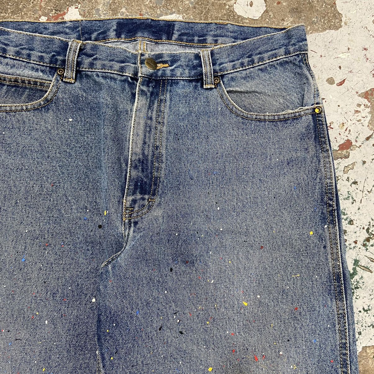 Vintage Vintage 1990s Paint Splatter Blue Denim Jeans Size US 34 / EU 50 - 2 Thumbnail