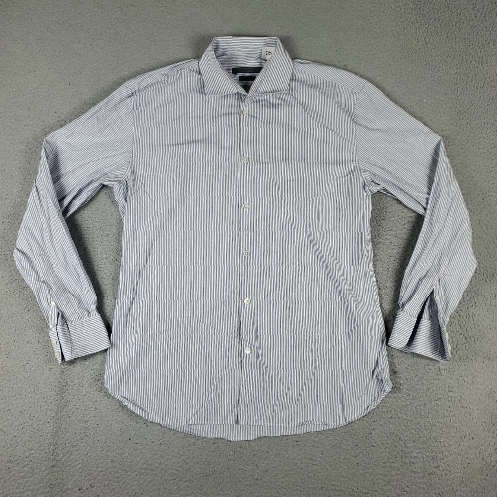 John Varvatos VINTAGE John Varvatos Shirt Mens Size 15.5 Gray Blue Striped Dress Button Up Long Sleeve Clothing Men’s 15.5 Blue Modern Classic Mens Size 40R - 2 Thumbnail