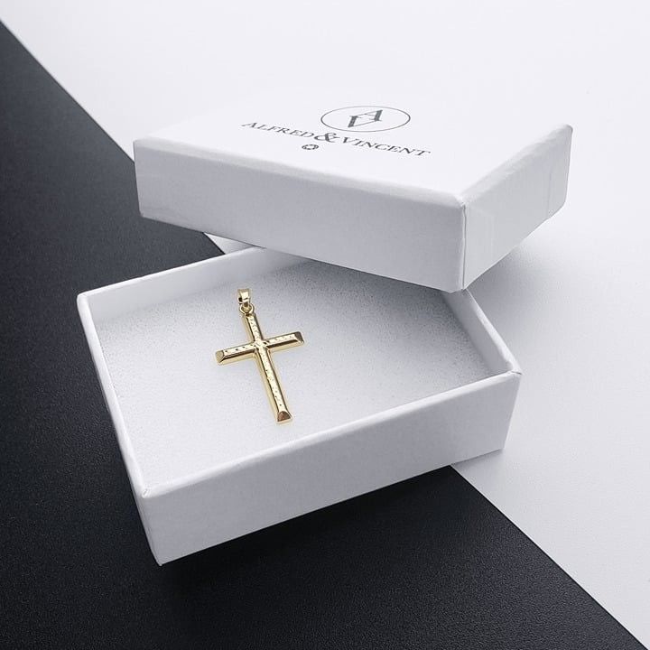 Other Latin Cross D-Cut Pave Crucifix Real 14k Yellow Gold Pendant Size ONE SIZE - 1 Thumbnail