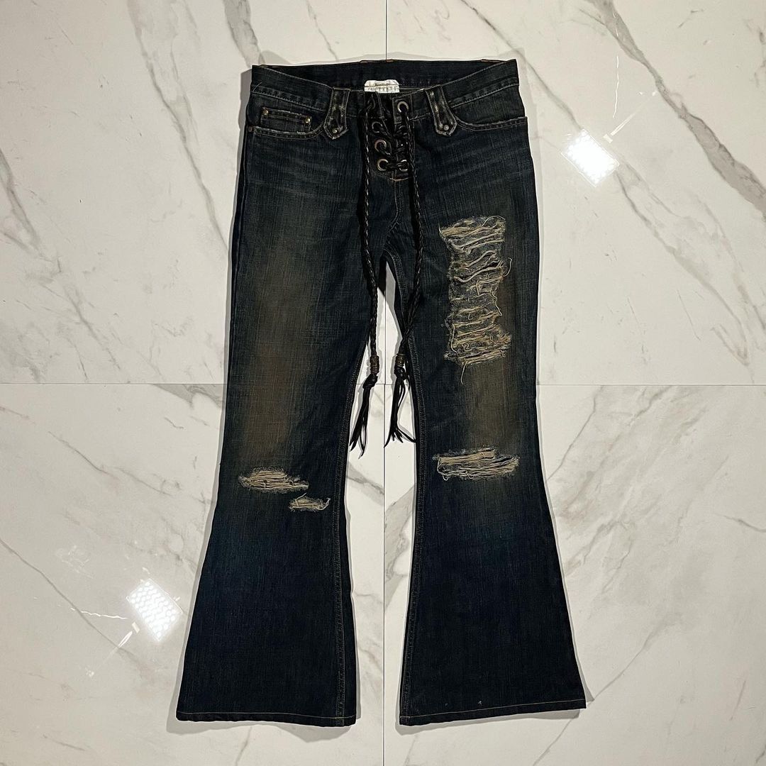 image of If Six Was Nine x Le Grande Bleu L G B Veronica By Led Rechwe Guerilla Lace Up Jeans in Blue (Size 