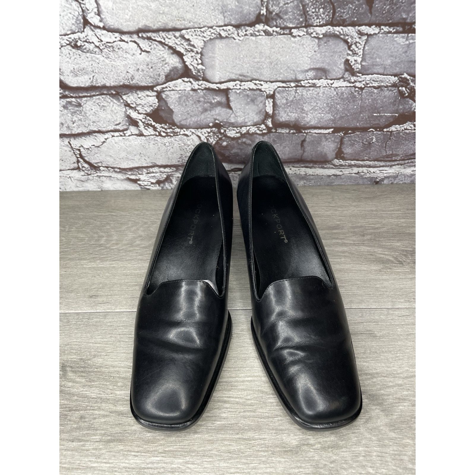 Rockport Rockport Black Leather Square Toe Casual Heel Shoes Women Sz Size US 8.5 / IT 38.5 - 1 Thumbnail