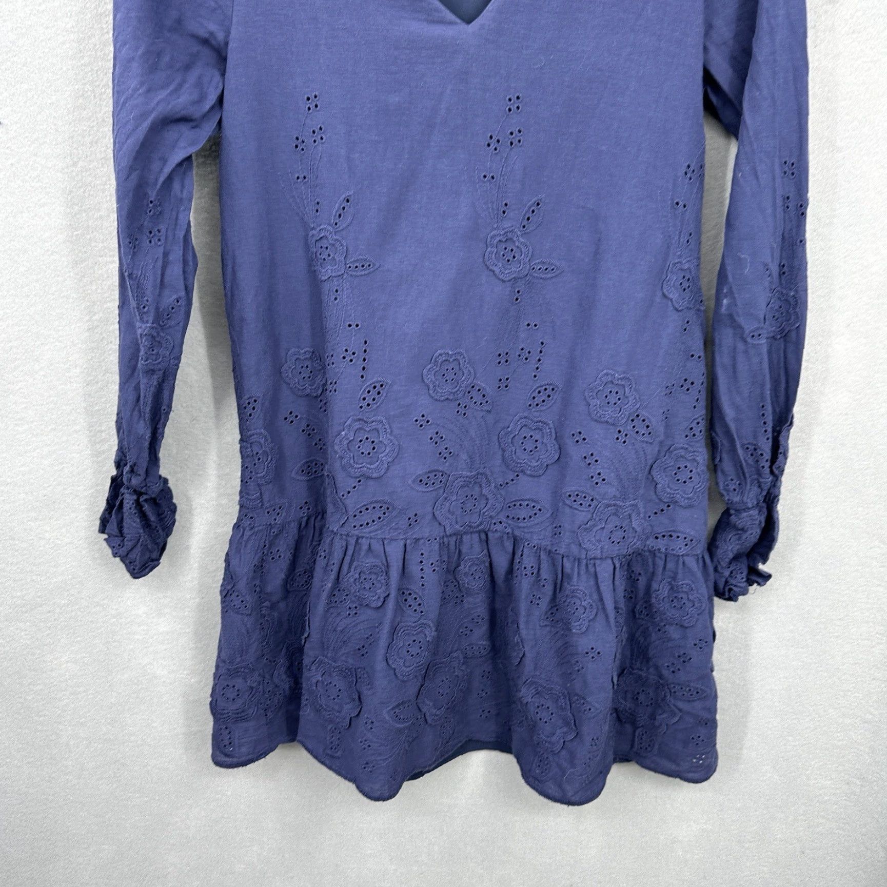 Bell Sail to Sable Dress - Mini Lace Bell Sleeve Blue - Women's XS - Preppy Casual Shift Dress Size XS / US 0-2 / IT 36-38 - 3 Thumbnail