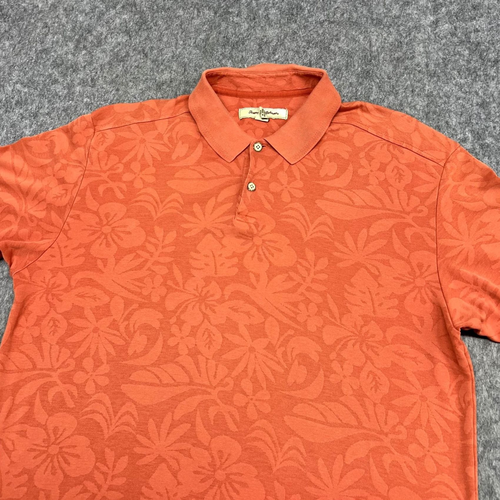 Tommy Bahama Tommy Bahama Polo Shirt Mens L Orange Floral Jacquard Pima Cotton Tropical Golf Casual Size US L / EU 52-54 / 3 - 4 Thumbnail