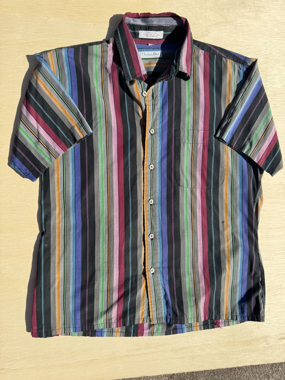 Christian Dior Monsieur × Designer × Vintage Vintage Christian Dior Striped Neon Button Up Shirt Size US L / EU 52-54 / 3 - 2 Thumbnail