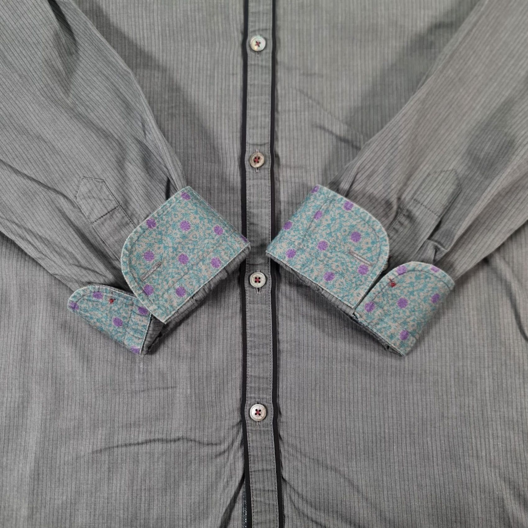Ted Baker Ted Baker Mens Button-Up Shirt Grey 2XL Striped Cotton Lyocell Long Sleeve Collared Button-Up Regular Mens Clothing City Classic Designer Vintage: No Size US XXL / EU 58 / 5 - 7 Thumbnail