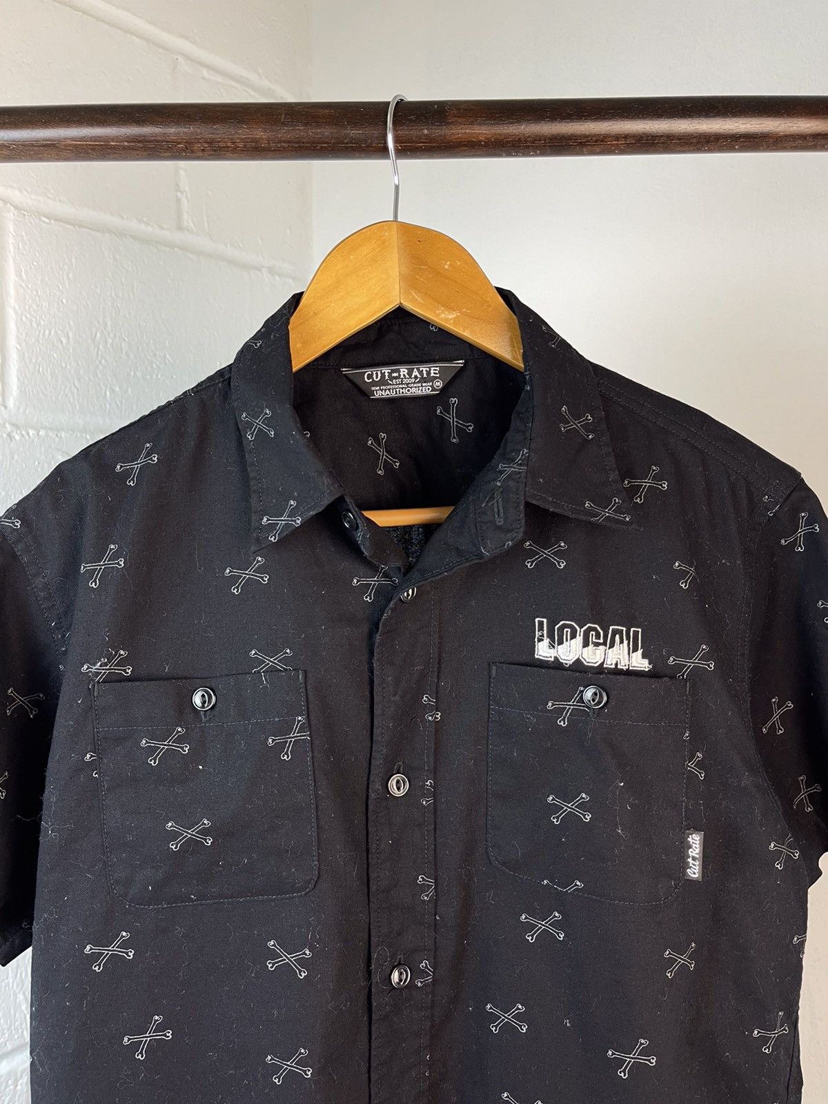 20471120 Cut Rate Skull Overprint Button ups shirt b3 Size US M / EU 48-50 / 2 - 5 Thumbnail