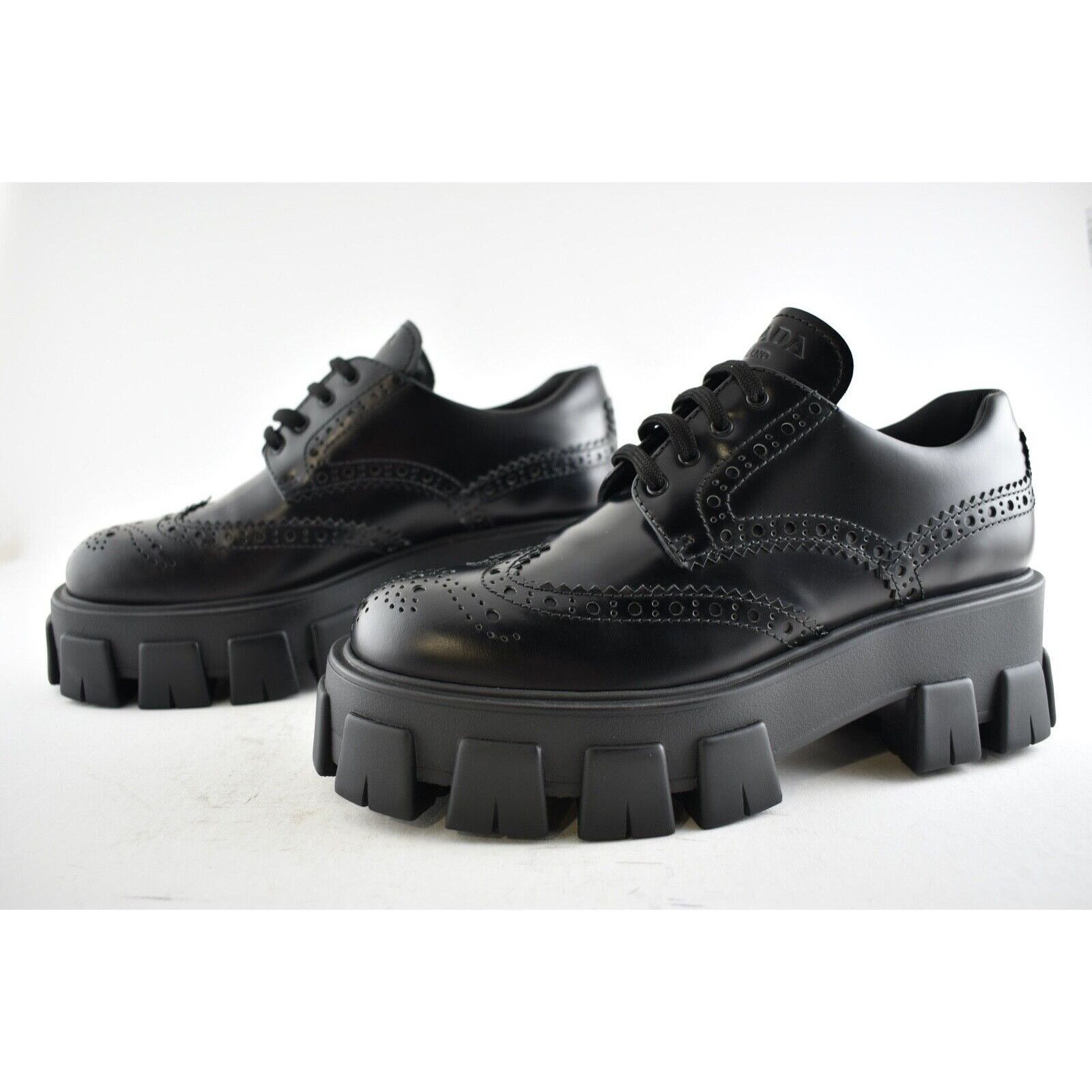 Prada Monolith Brogue Platform Loafer Creeper Lace Up Flat 41.5 Size US 11.5 / IT 41.5 - 8 Thumbnail