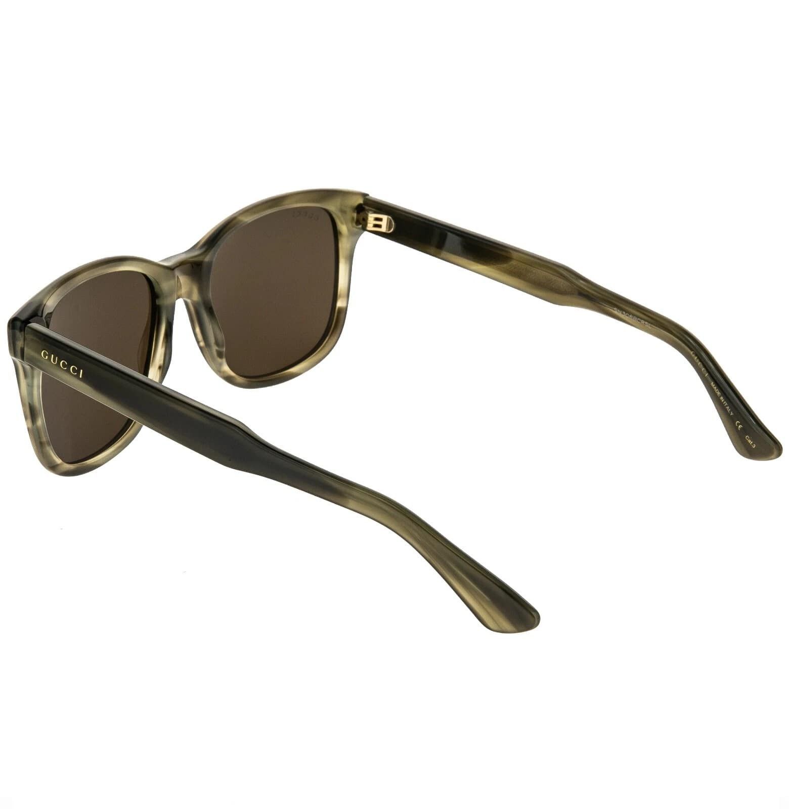Gucci GUCCI GG0050S 0050 Classic Square Brown Horn Sunglass 003 Size ONE SIZE - 3 Thumbnail
