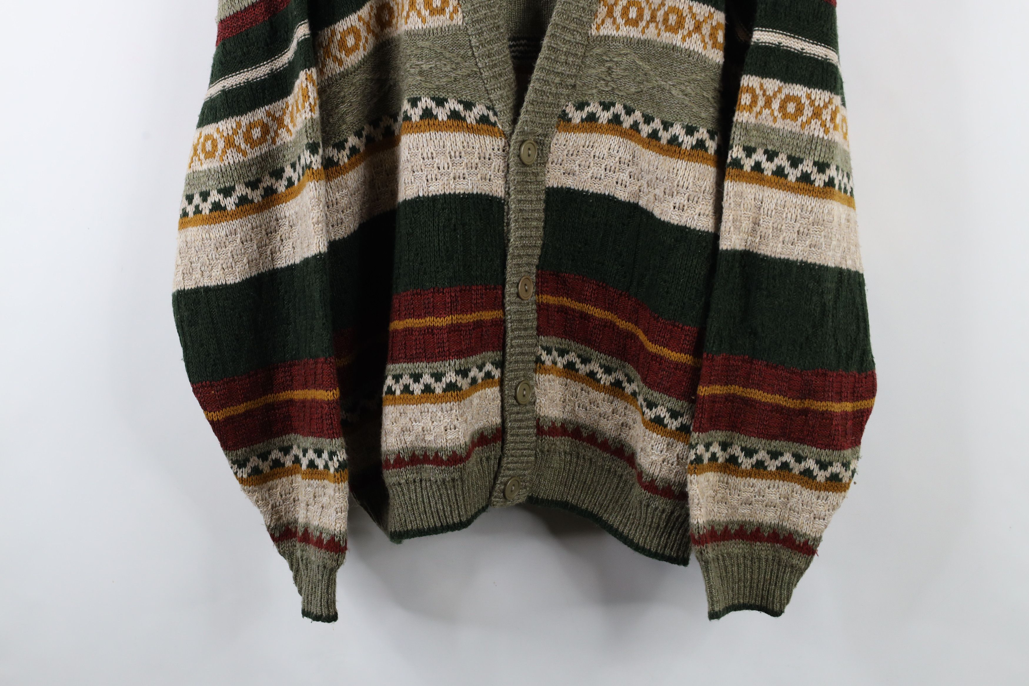 Vintage Vintage 90s Streetwear Fair Isle Knit Cardigan Sweater USA Size US XL / EU 56 / 4 - 3 Thumbnail