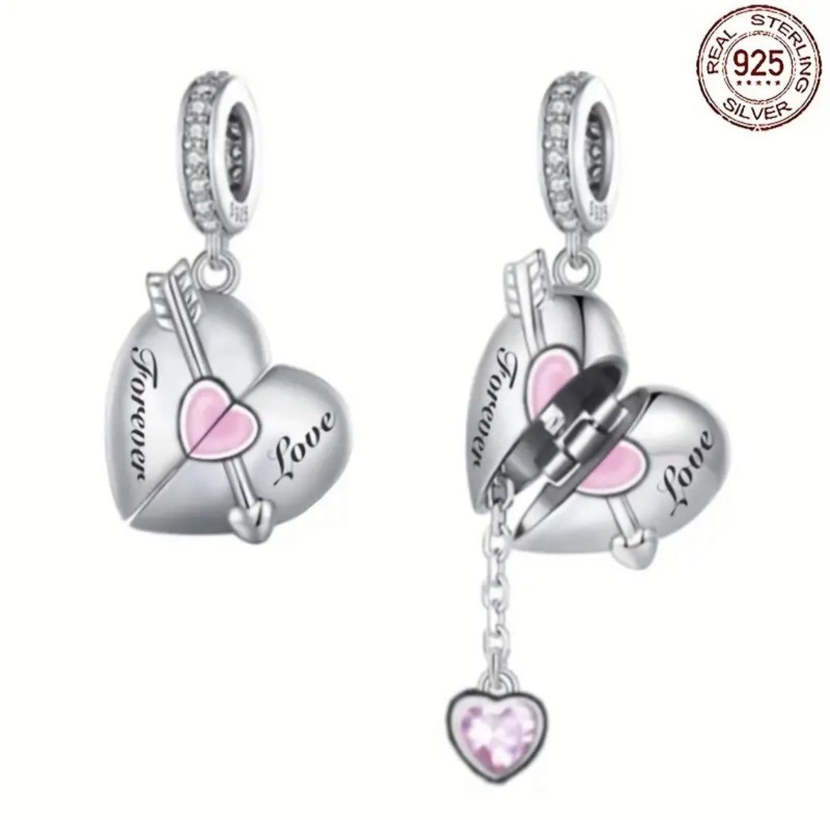 Other 925 Sterling Silver Forever love Heart Charm. Size ONE SIZE - 1 Thumbnail