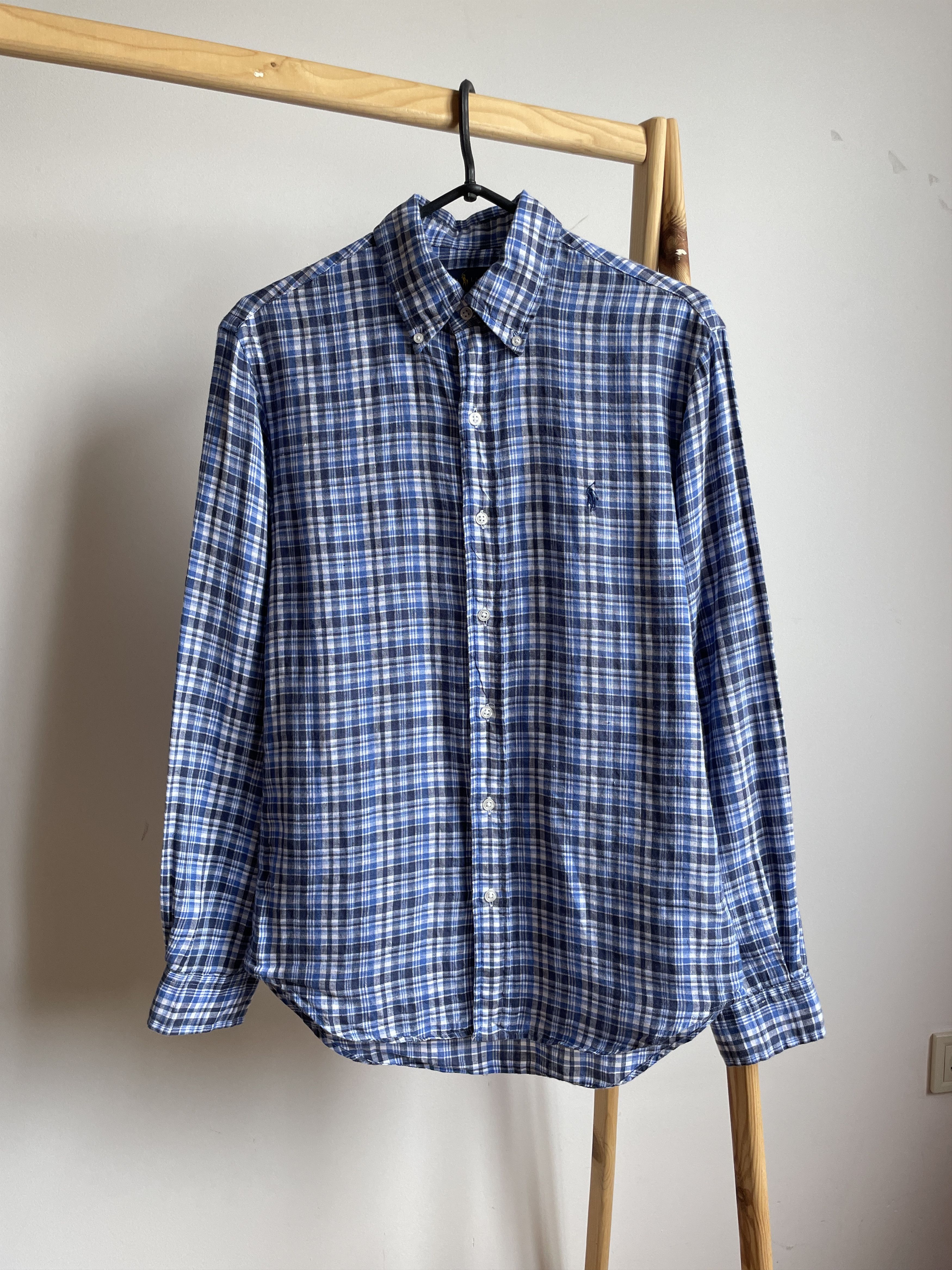 Polo Ralph Lauren Polo Ralph Lauren Check Slim Fit Ocean Wash Linen Shirt Size US S / EU 44-46 / 1 - 1 Thumbnail