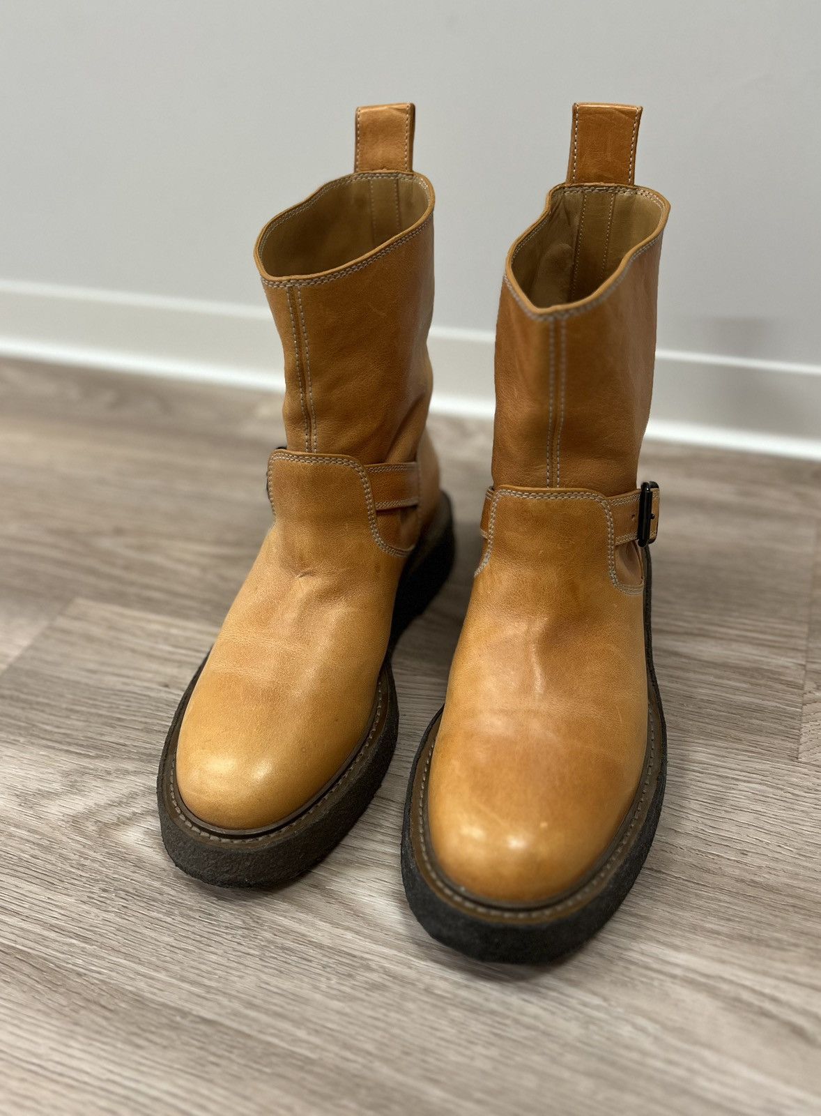 Maison Margiela Maison Martin Margiela Leather Biker Ankle Light Brown Boots Size US 9.5 / IT 39.5 - 4 Thumbnail