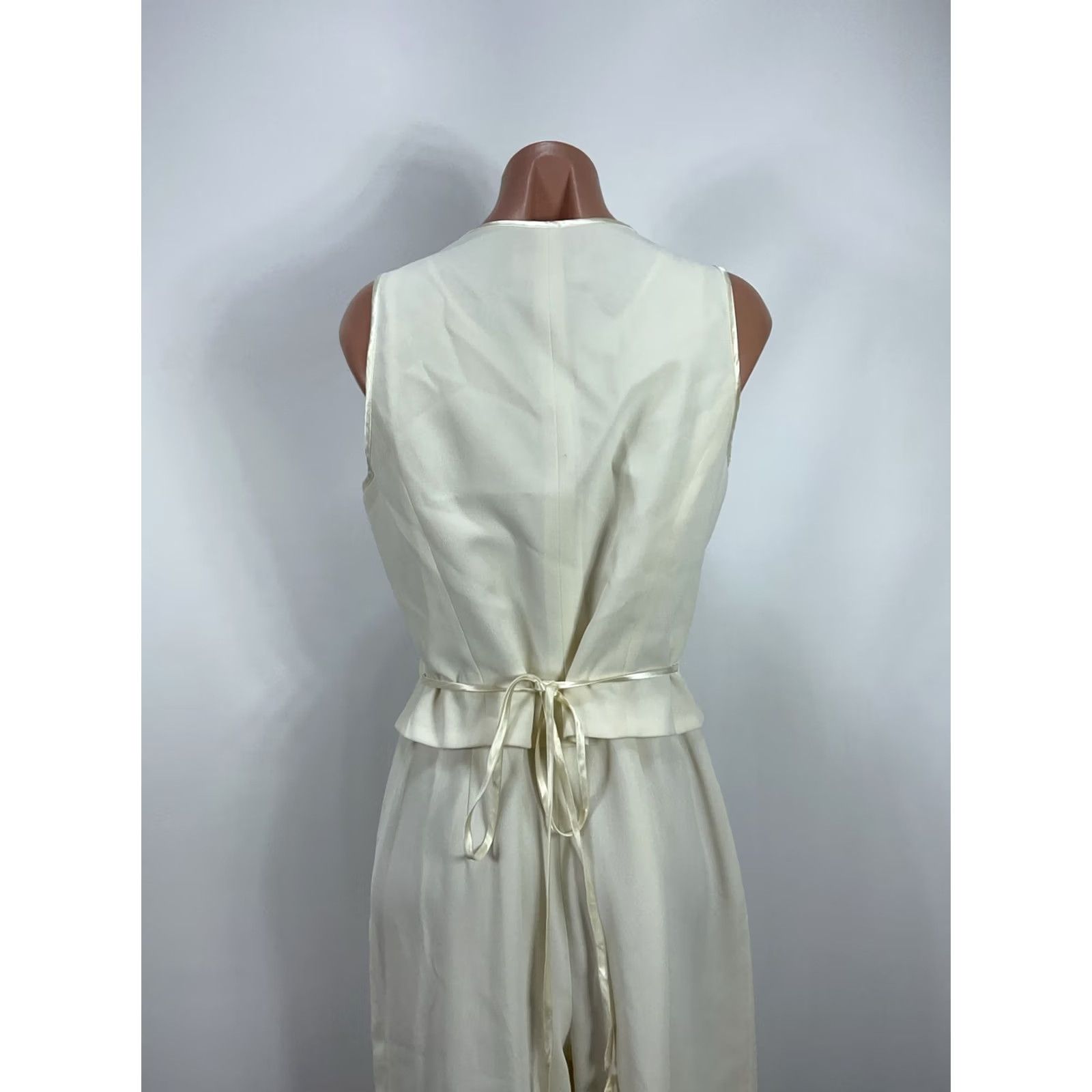 Laundry by Shelli Segal Laundry by Shelli Segal Jumpsuit Ivory 1990s Wedding Wide Leg Size 12 Adult Womens Size 34" / US 12 / IT 48 - 6 Thumbnail