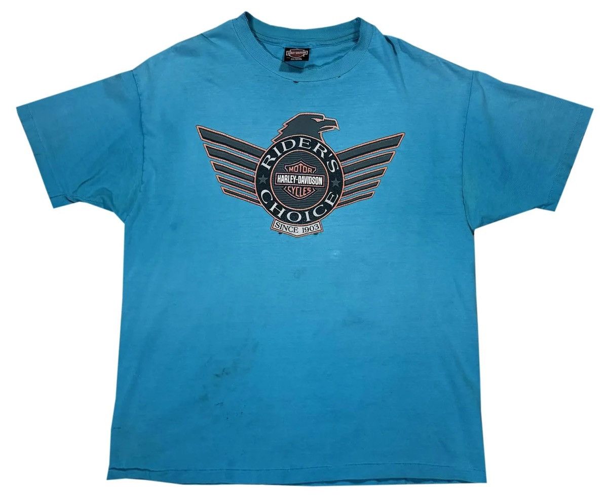 Harley Davidson Vintage Harley Davidson Riders Choice Teal T Shirt (Size XL) Size US XL / EU 56 / 4 - 1 Thumbnail