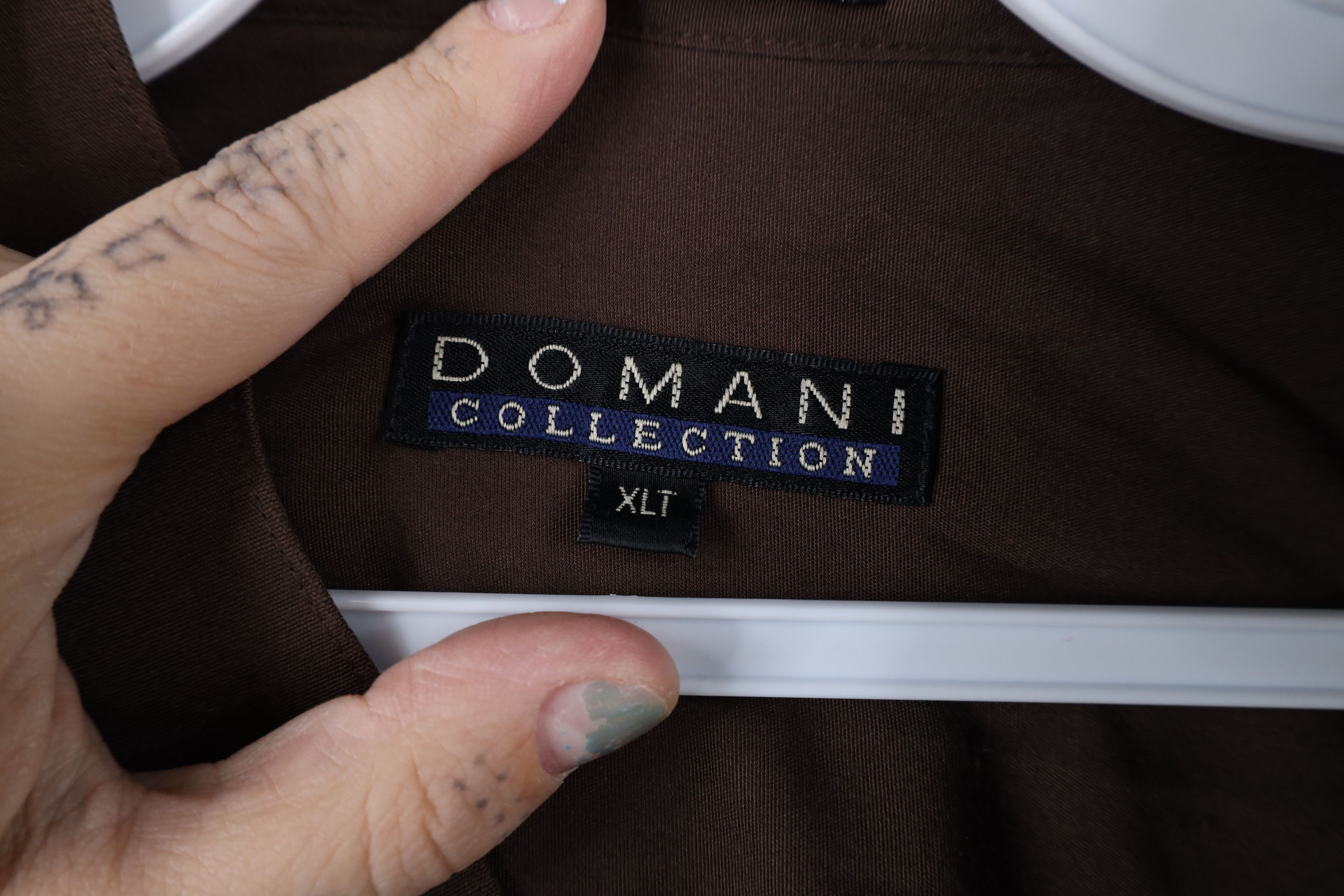 Vintage Vintage 90s Streetwear Blank Band Collar Button Shirt Brown Size US XL / EU 56 / 4 - 9 Thumbnail