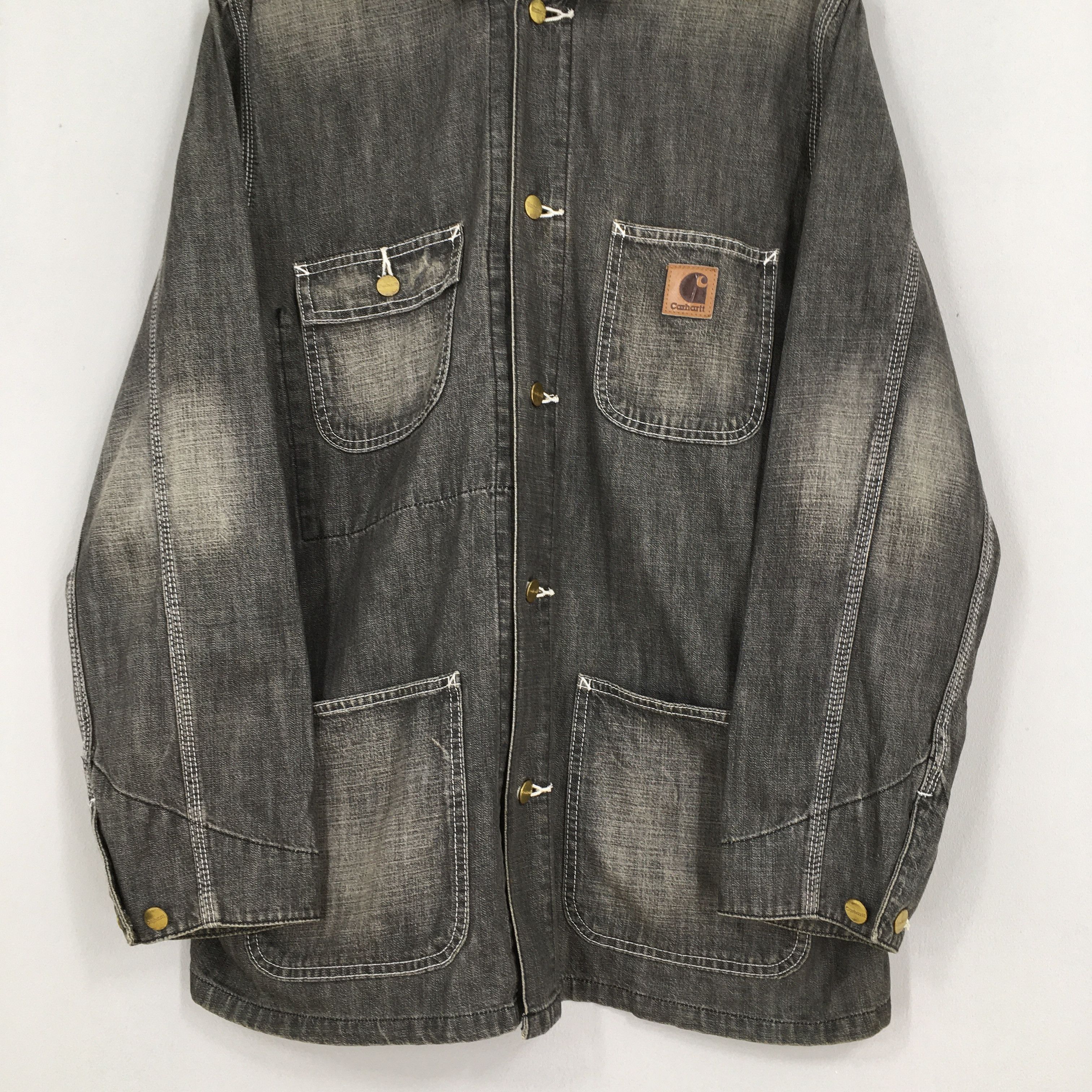 Carhartt Vintage Carhartt Acid Wash Workwear Jacket Black XLarge Size US XL / EU 56 / 4 - 3 Thumbnail