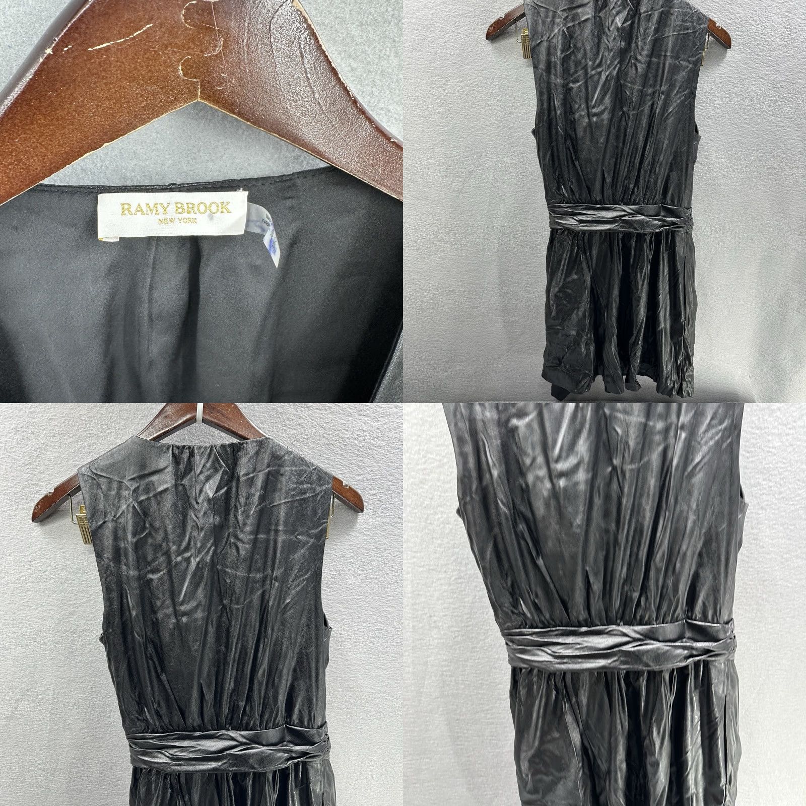 Ramy Brook Ramy Brook Dress Women's 2 Black Sleeveless Lily Faux Leather Wrap Mini Luxury Dress Size XS / US 0-2 / IT 36-38 - 8 Thumbnail