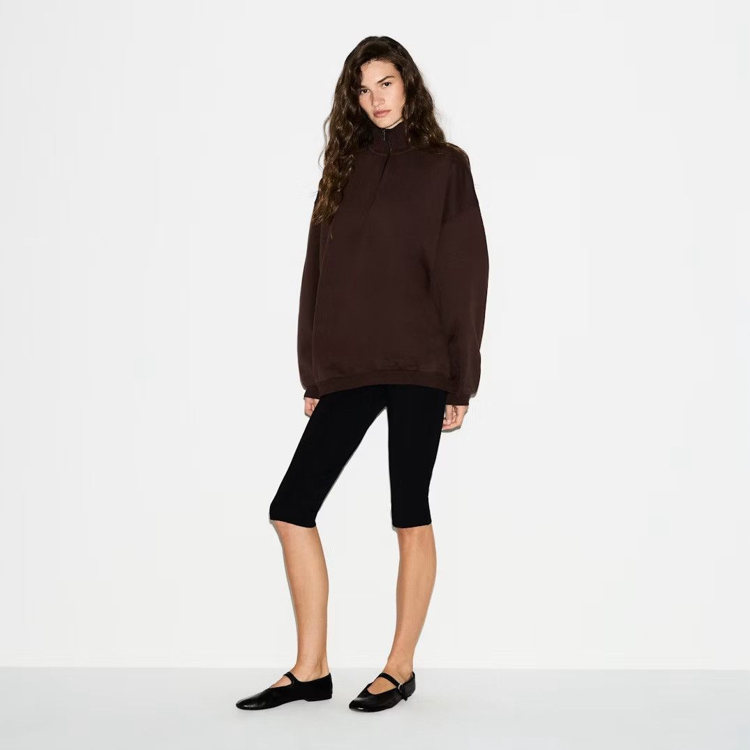 SKIMS SKIMS Oversize Fleece Half Zip Pullover in Espresso small Size S / US 4 / IT 40 - 1 Thumbnail