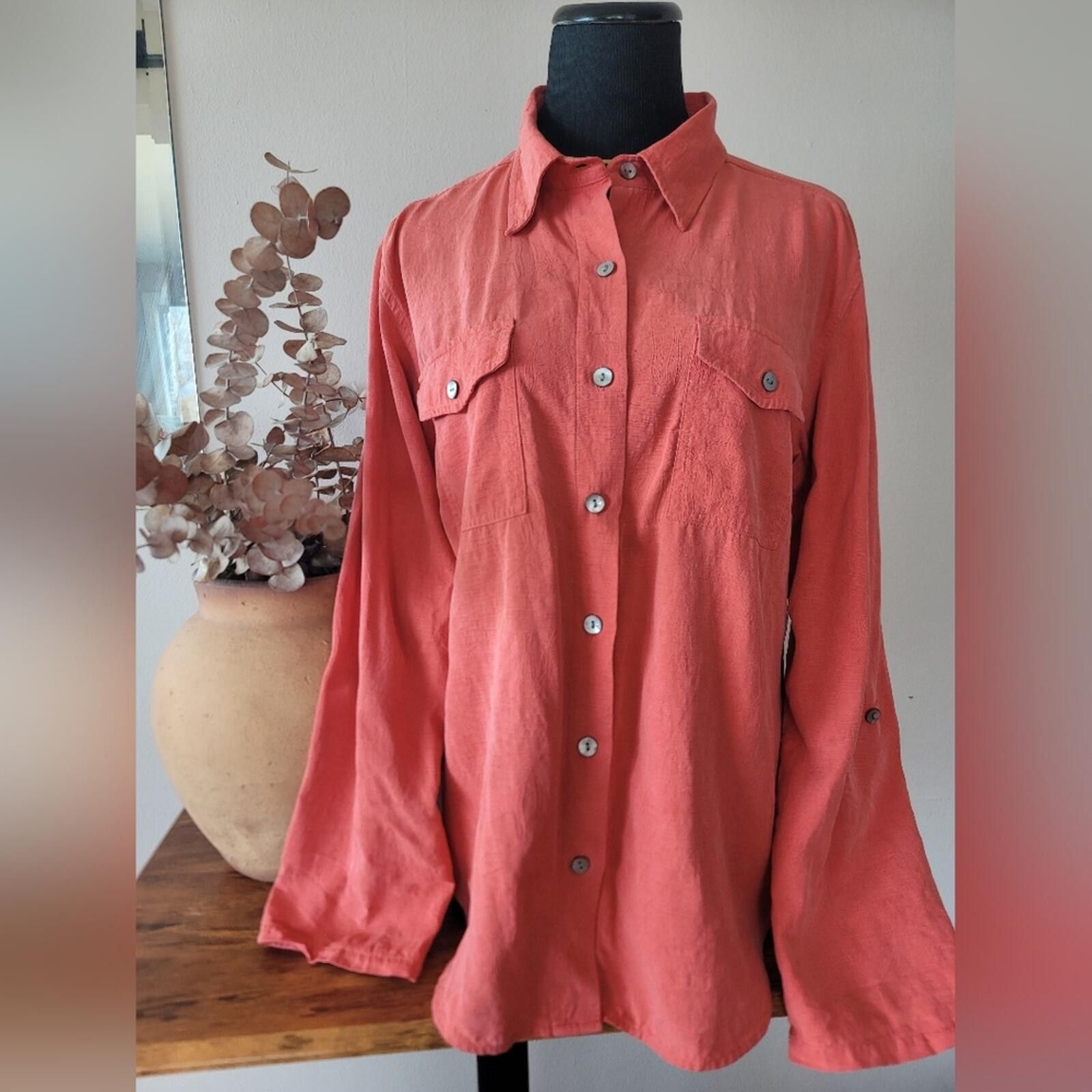 Chicos Chico's Design Coral 100% Silk Blouse Coastal Sz 0 (US 4) Size S / US 4 / IT 40 - 1 Thumbnail