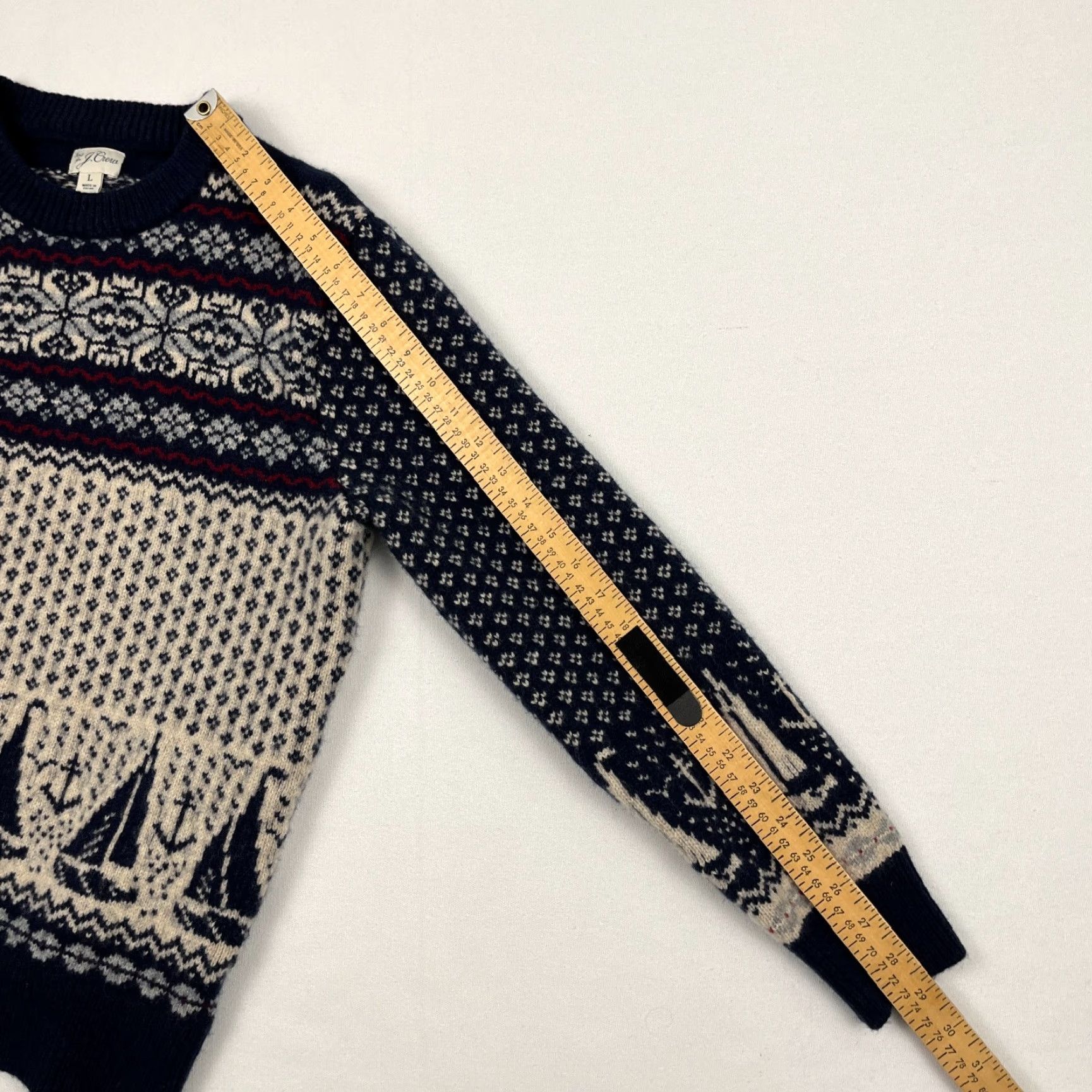 J.Crew J. Crew Sweater Womens L Lambs Wool Fair Isle Birds Eye Nautical Pullover BU886 Size L / US 10 / IT 46 - 5 Thumbnail