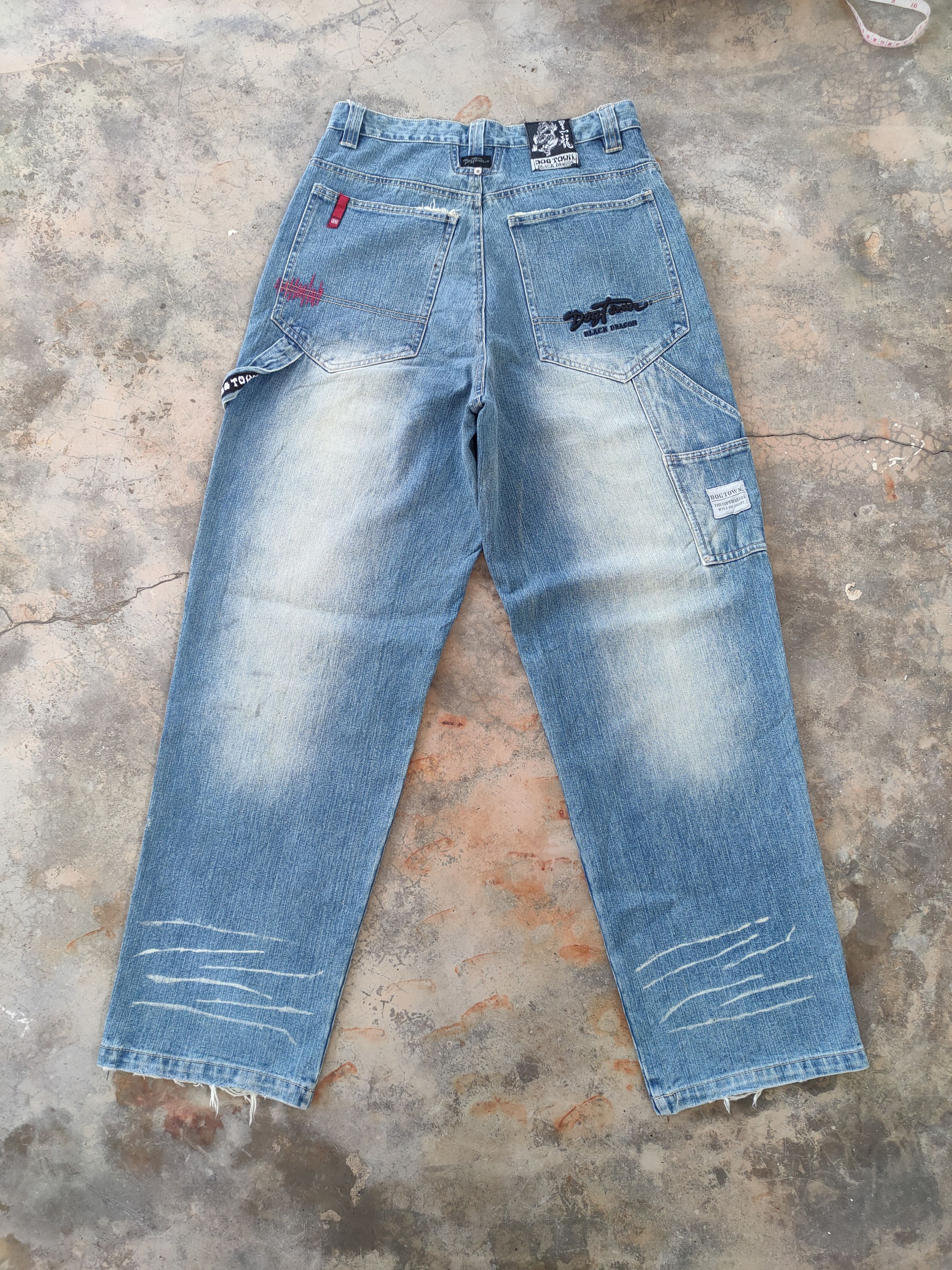 Vision Streetwear # VINTAGE BLACK EMBROIDERED DRAGON FADED JEANS PANTS Size US 32 / EU 48 - 8 Thumbnail
