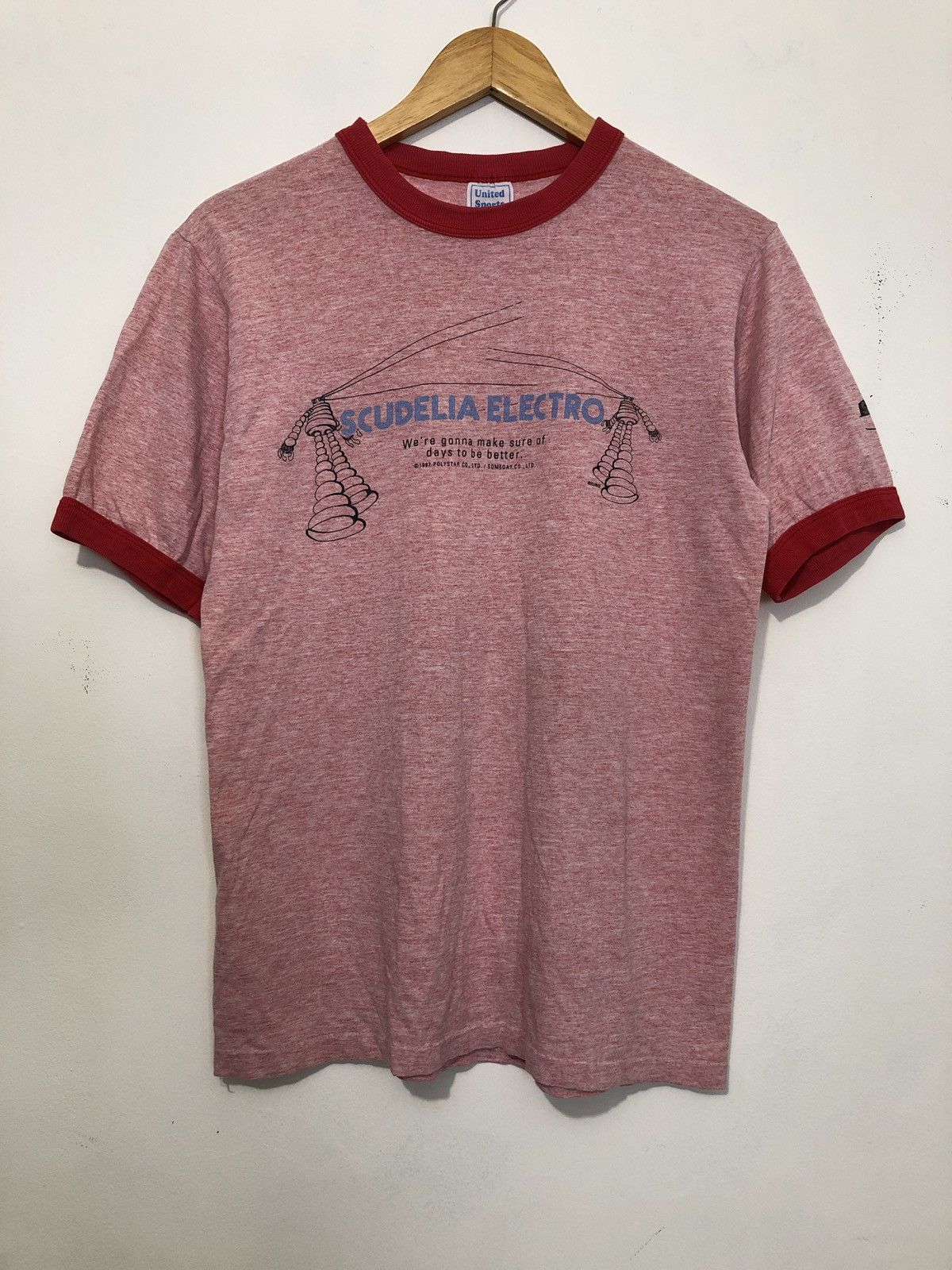Vintage Vintage 90s Scudelia Electro Ringer T-Shirt Size US M / EU 48-50 / 2 - 1 Thumbnail