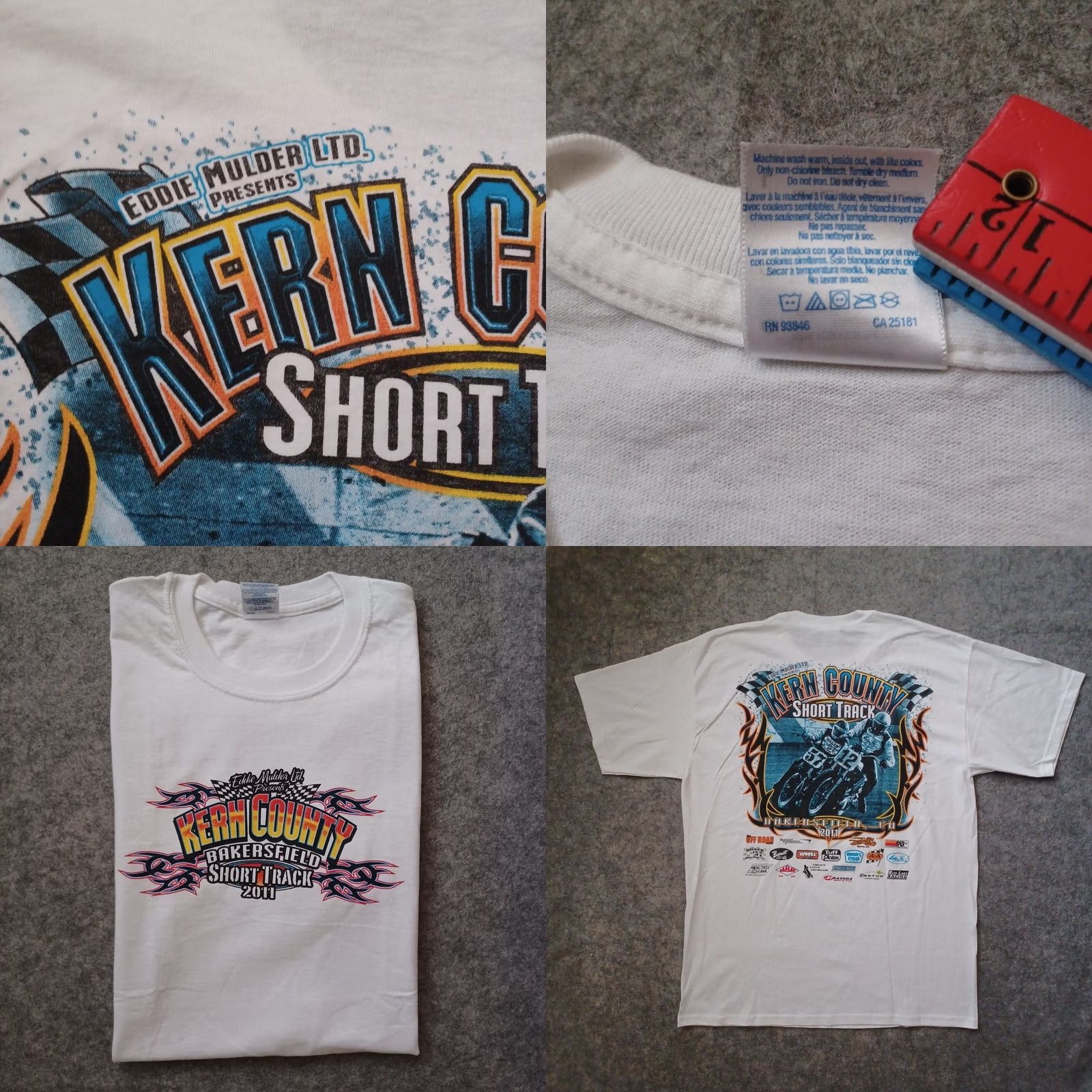 Gildan Kern County Bakersfield Short Track Mens T Shirt L White Biker Eddie Mulder 2011 Gildan Ultra Cotton Size US L / EU 52-54 / 3 - 9 Thumbnail
