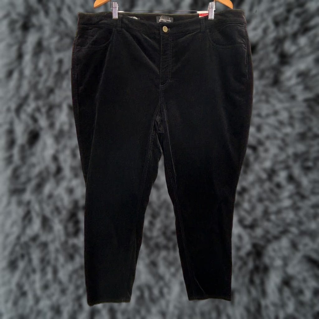 Talbots Talbots Flawless 5 Pocket Velveteen Jegging Pants 22W Plus Black Women Size 40" / US 18 - 1 Thumbnail