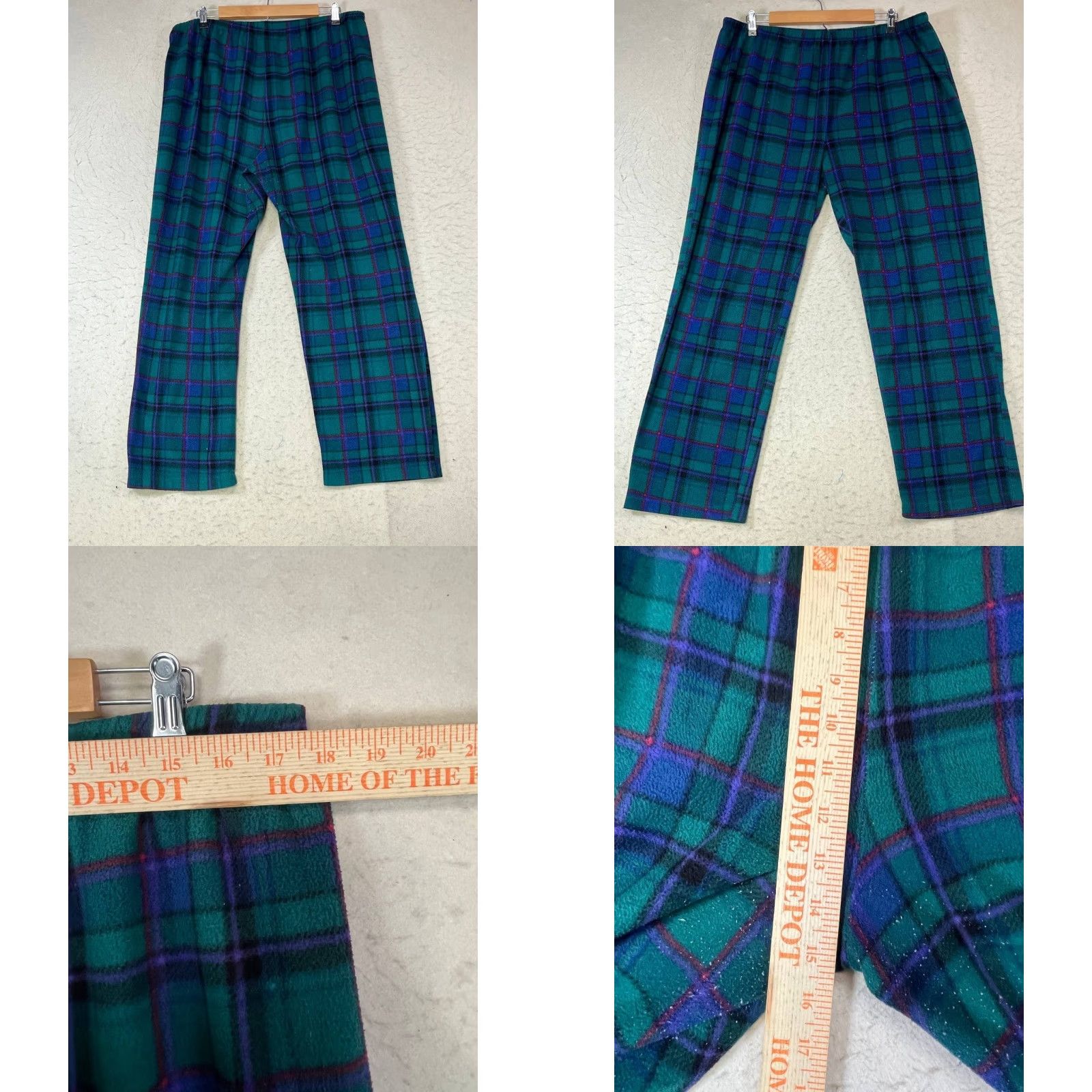 Ralph Lauren Ralph Lauren Women Pajama Set XL Fleece Green Plaid Lounge See Lint Pattern Size 40" / US 18 - 8 Thumbnail